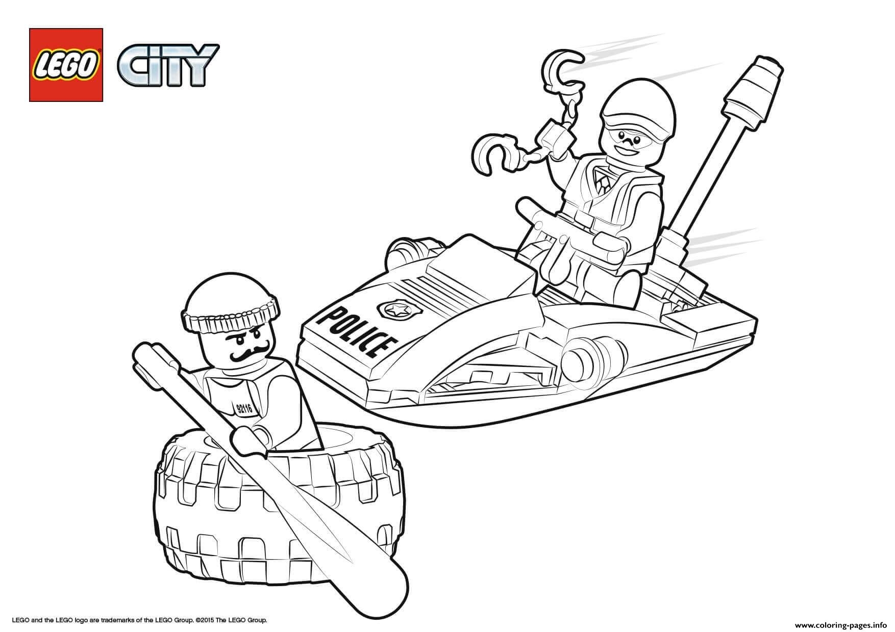 Lego City Police Tire Escape Coloring Page Printable