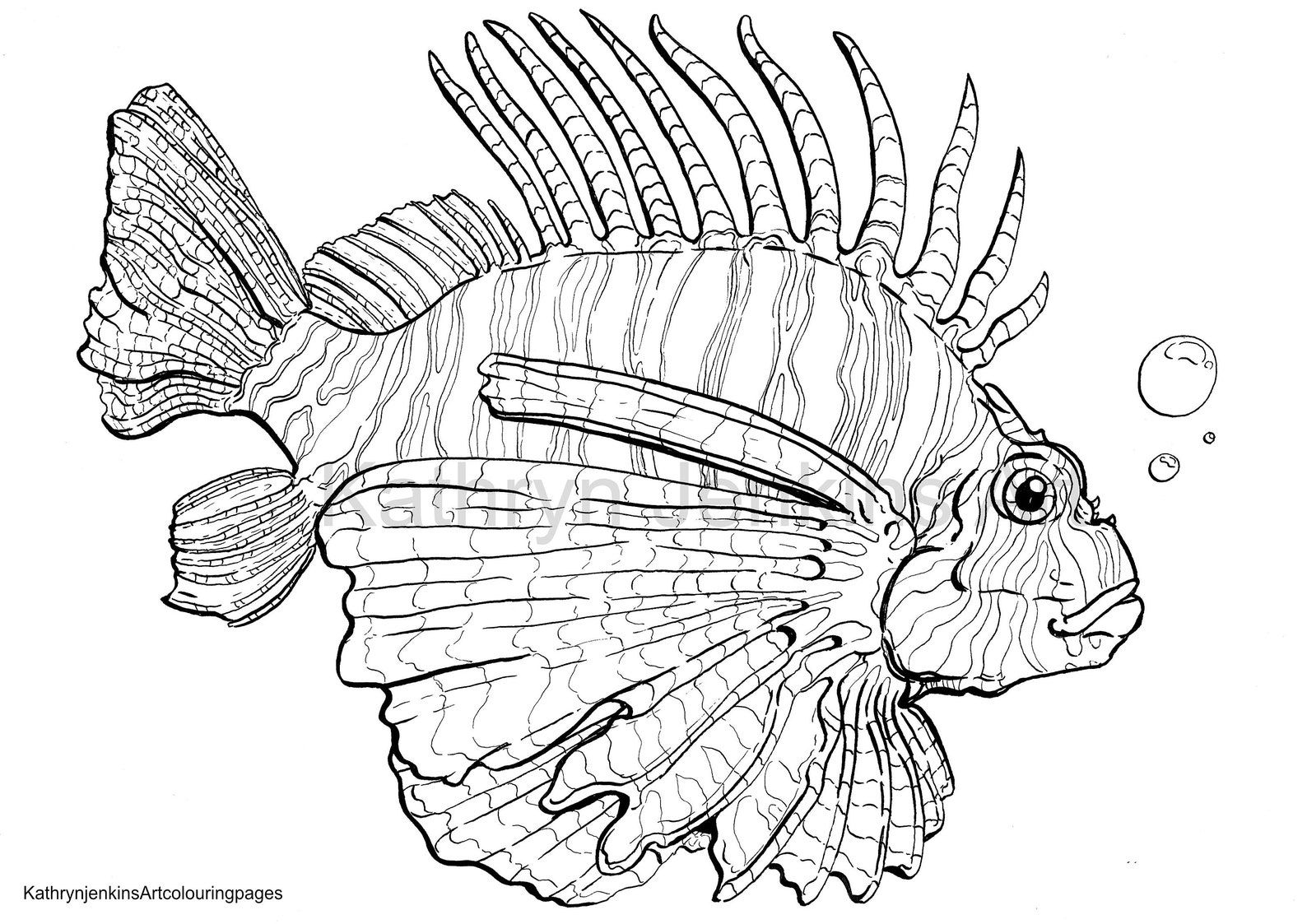 Lionfish Adult Colouring Page Relaxing Ocean Colouring Page Etsy