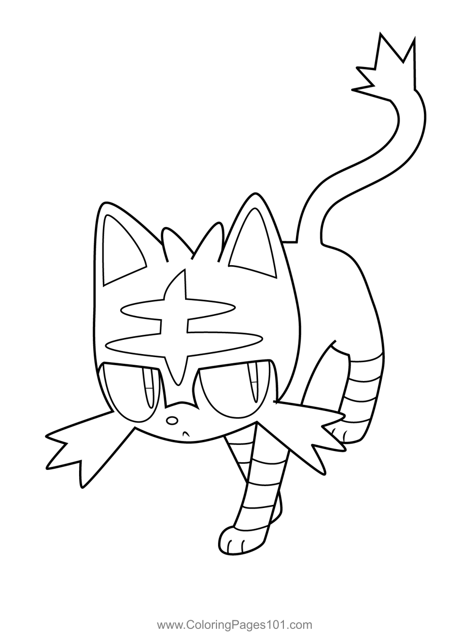 Litten Pokemon Coloring Page For Kids Free Pokemon Printable Coloring Pages Online For Kids