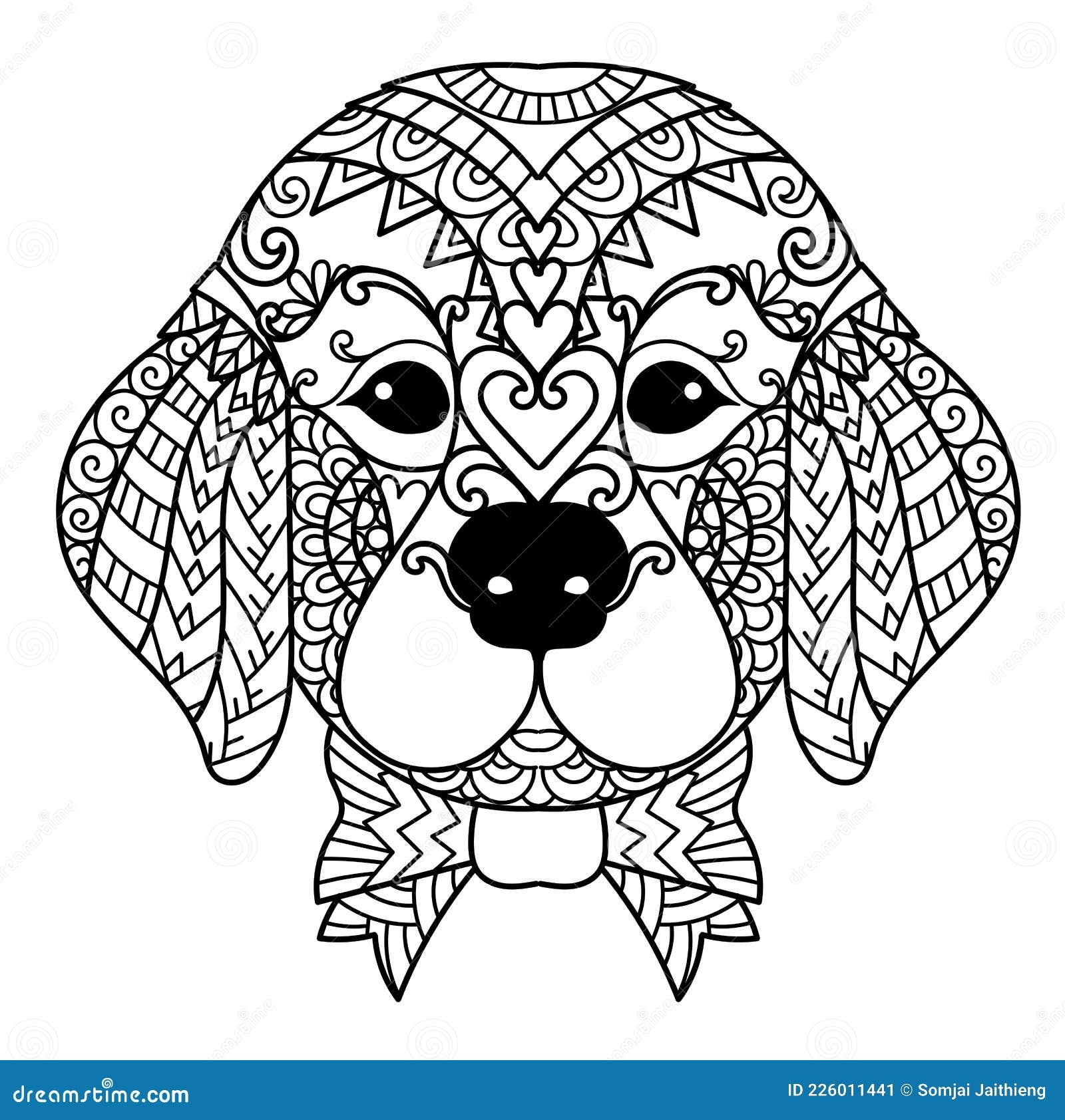 Mandala Cute Golden Retriever Puppy Dog For Printing On Product Engraving Coloring Book And So