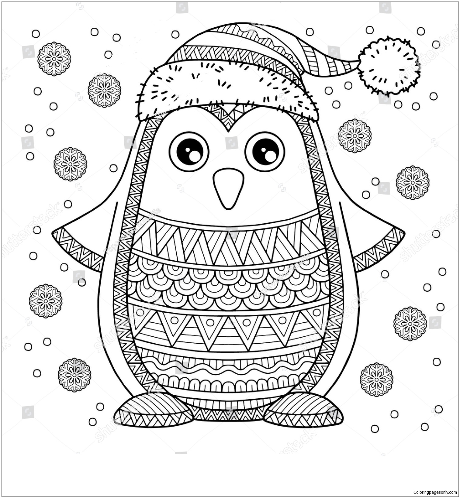 Merry Christmas Jolly Penguin Coloring Page Free Printable Coloring Pages