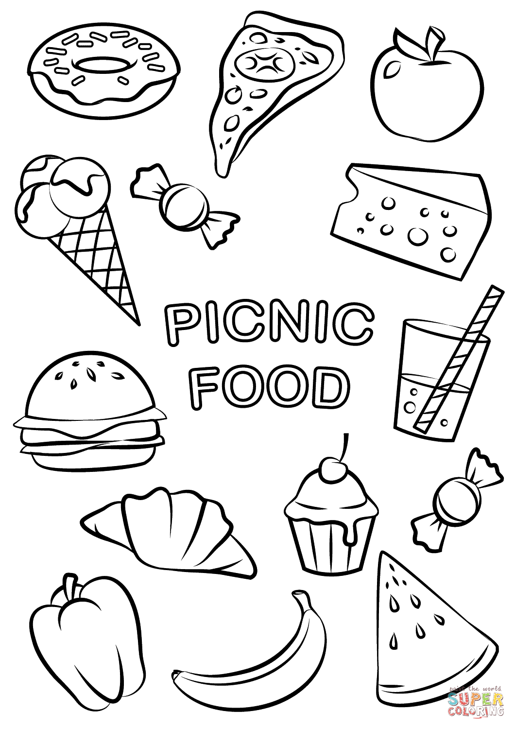 Mini Food Coloring Pages Lunagruyere