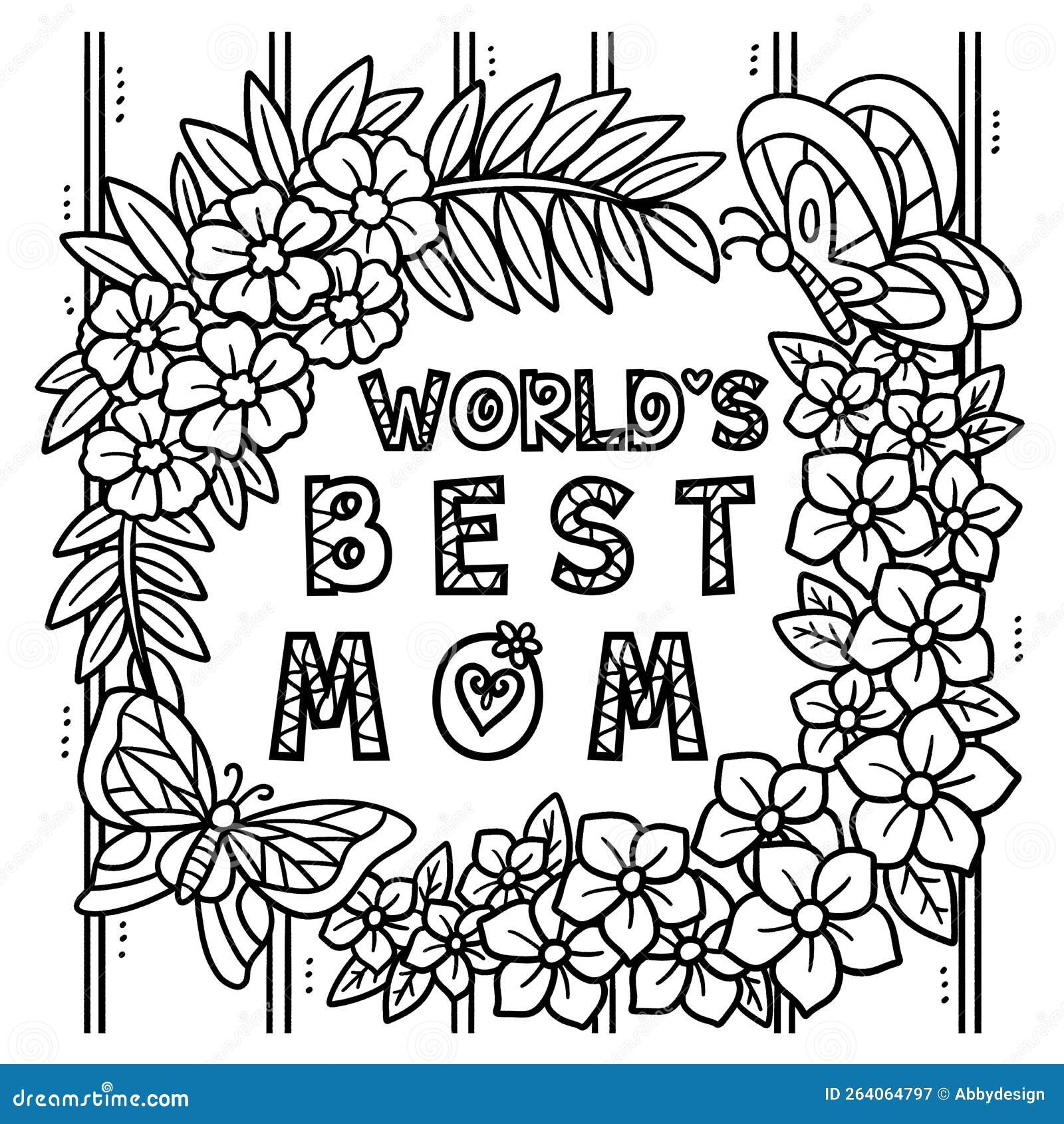 Mothers Day Worlds Best Mom Coloring Page For Kids Stock Vector Illustration Of Colouring
