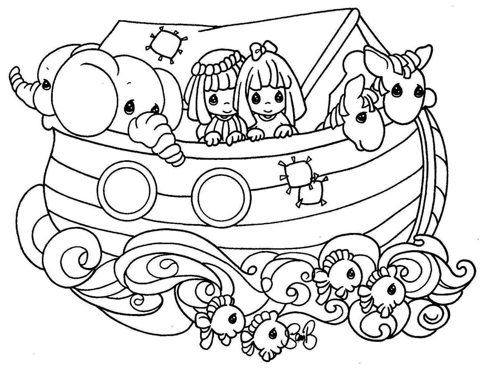 Noah Ark With Color Coloring Pages