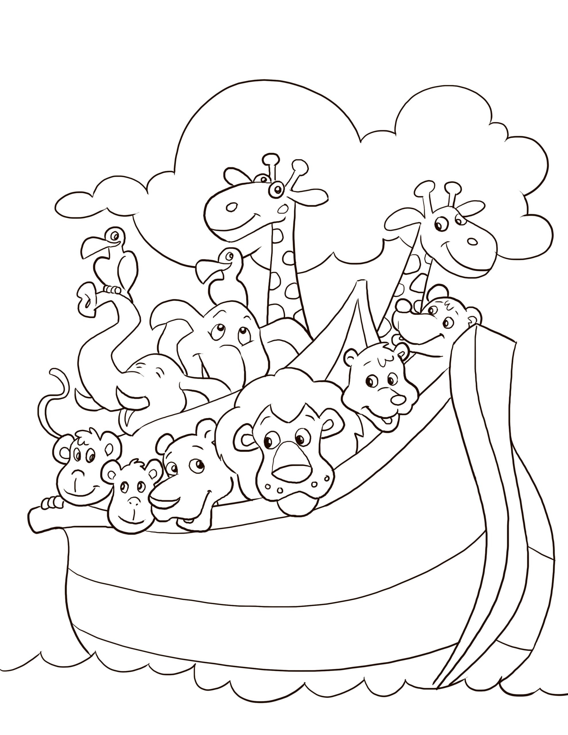 Noah Ark With Color Coloring Pages