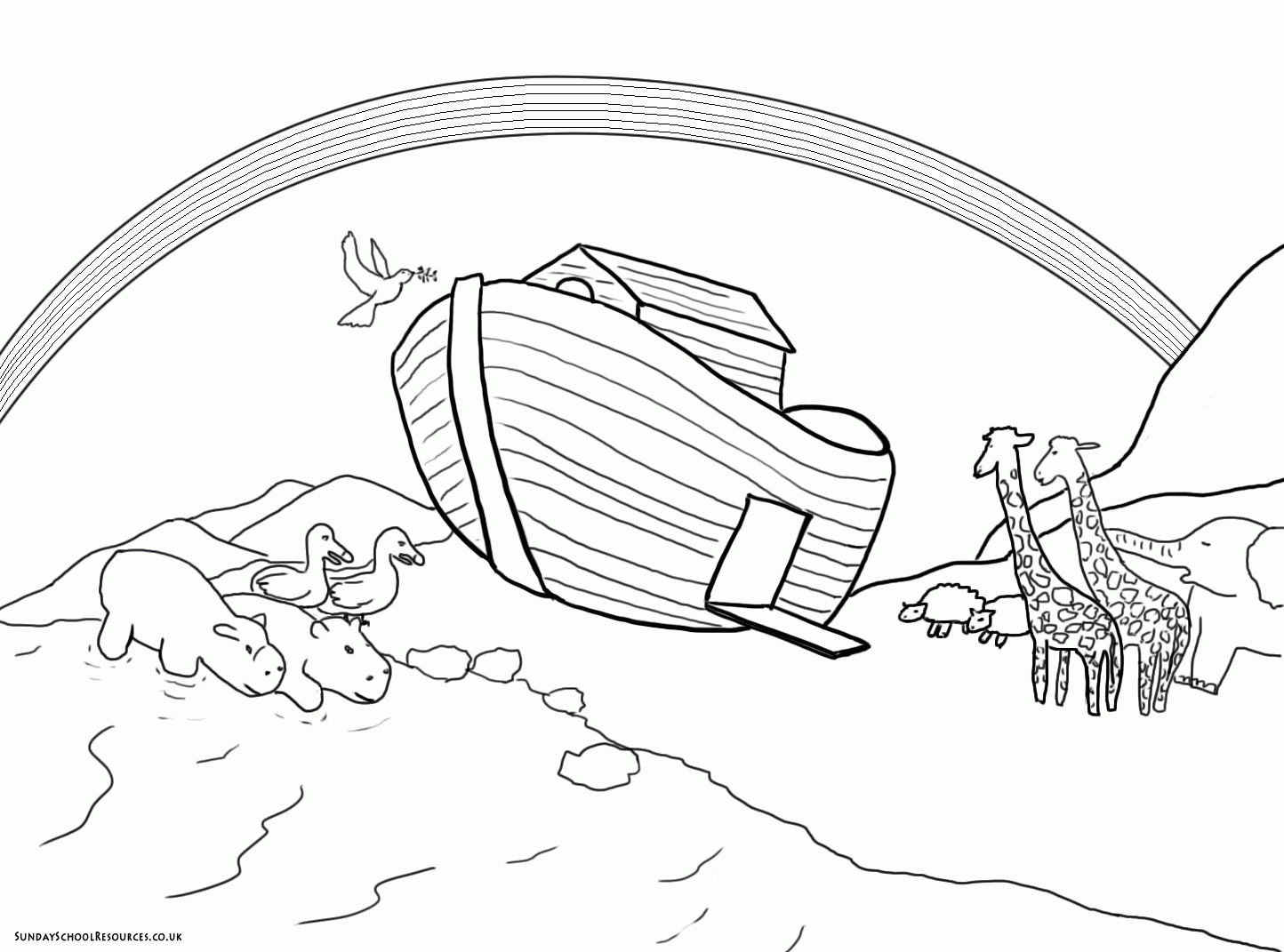 Noah Ark With Color Coloring Pages