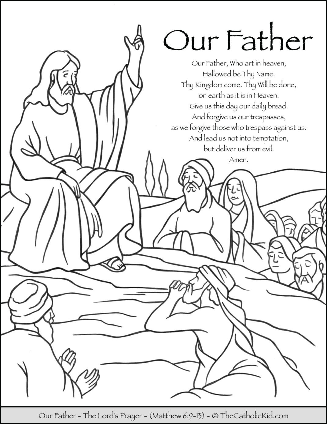 Our Father Prayer Coloring Page TheCatholicKid
