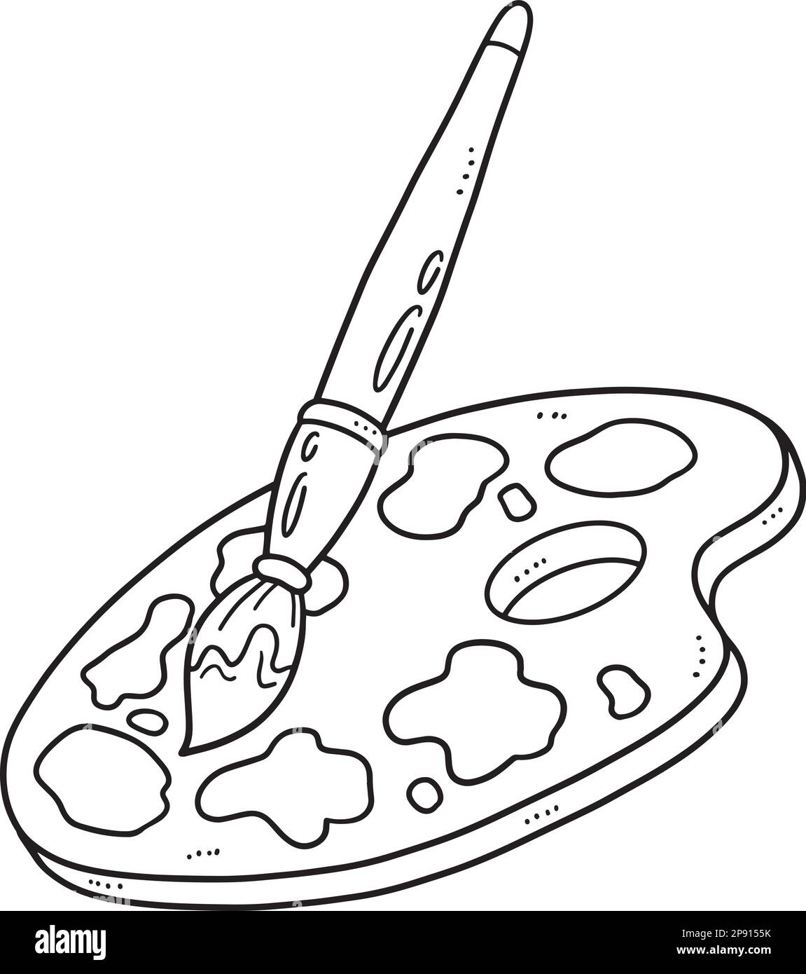 Paint Palette Isolated Coloring Page For Kids Stock Vector Image Art Alamy