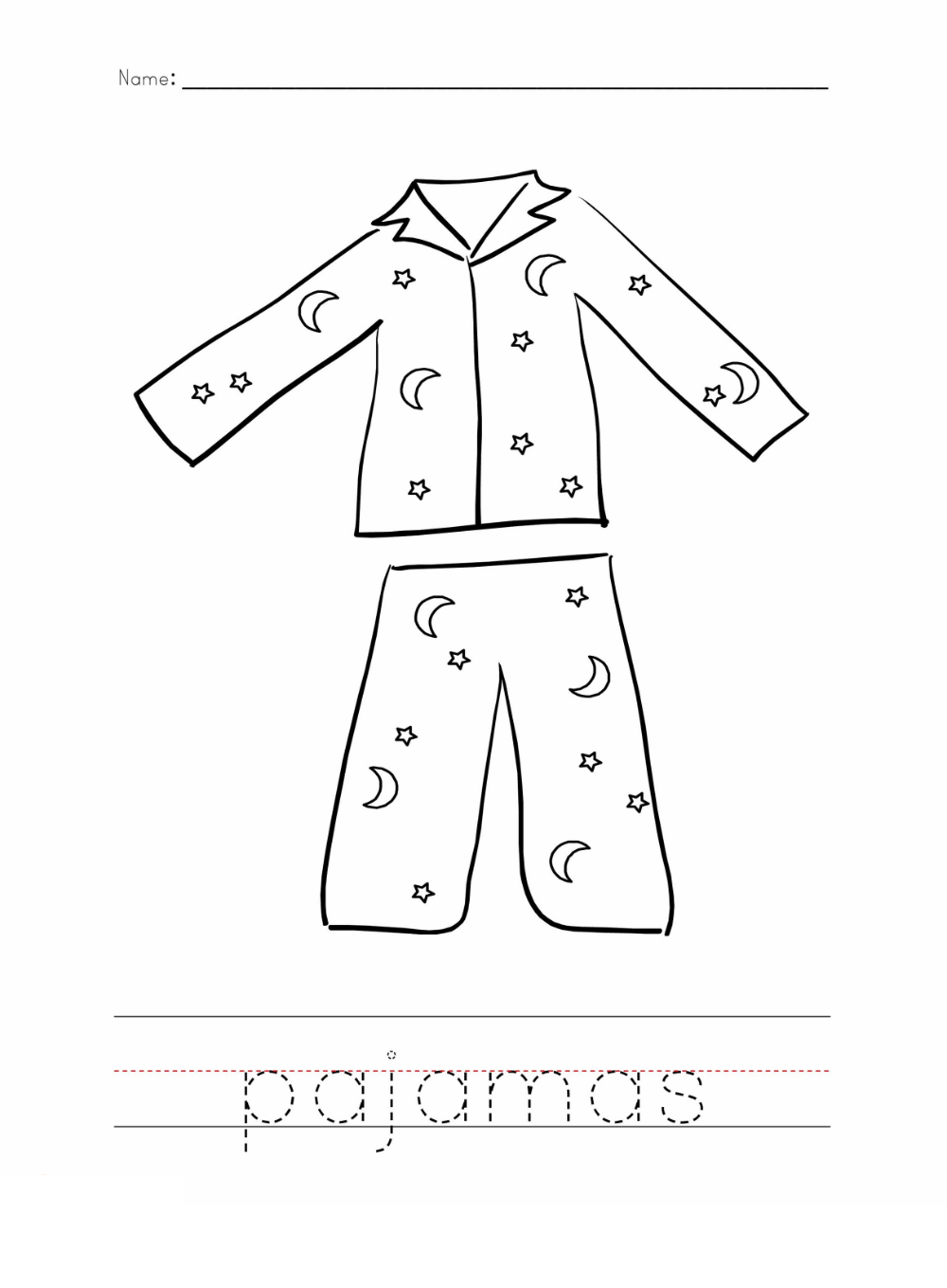 Pajamas Coloring Page