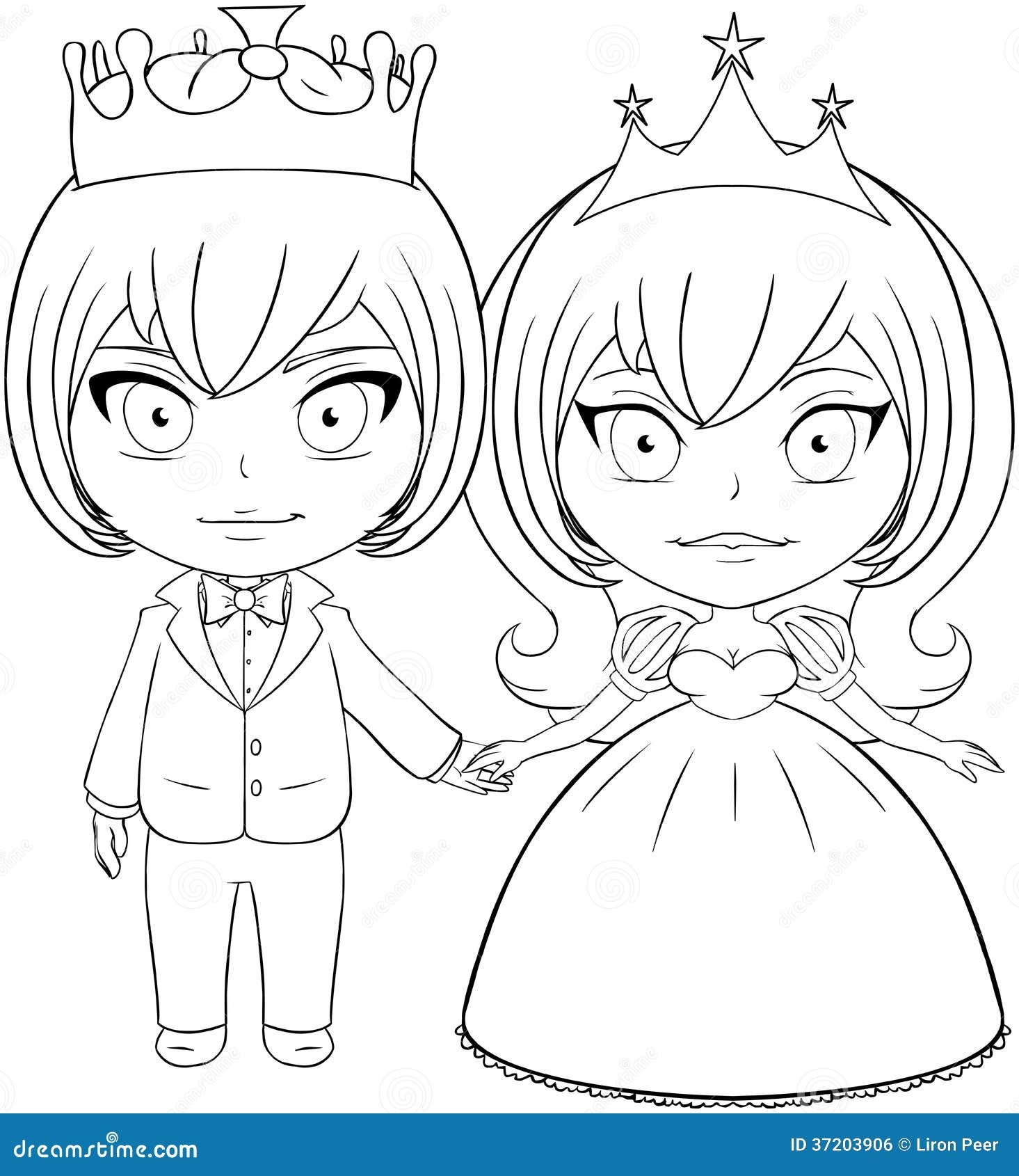 Prince And Princess Coloring Page 2 Stock Vector Illustration Of Chibi Coloring 37203906