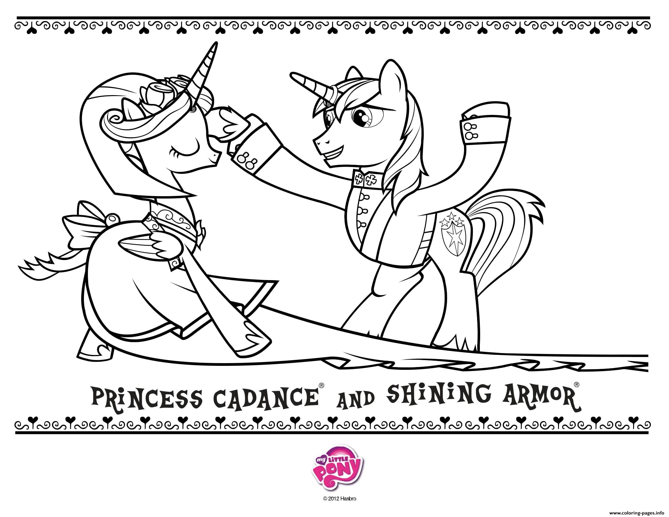 Princess Cadance And Shining Armor Coloring Page Printable