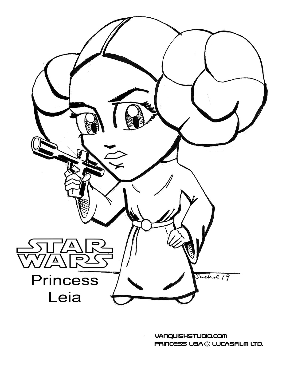 Princess Leia Coloring Page Vanquish Studio
