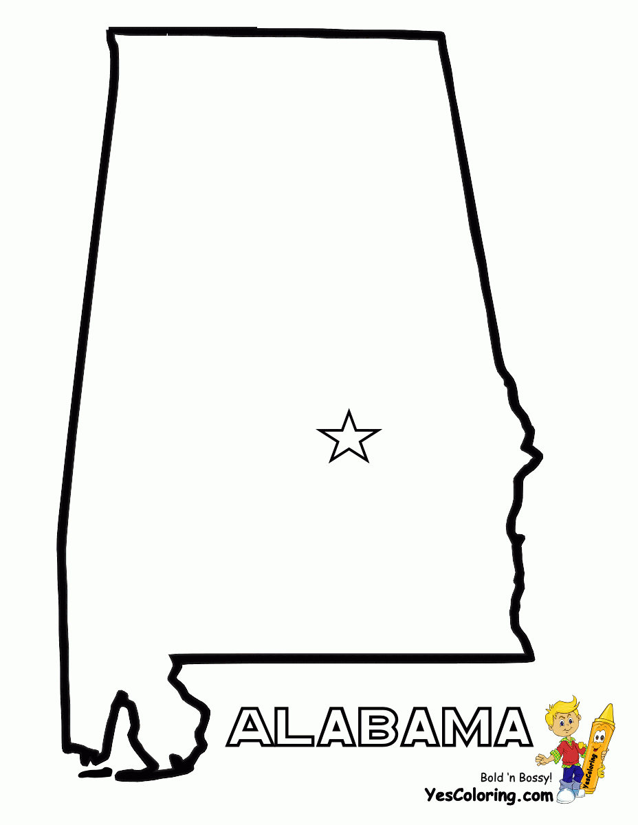 Print Out State Map Diagram For Alabama At YesColoring State Map Alabama Printable Maps
