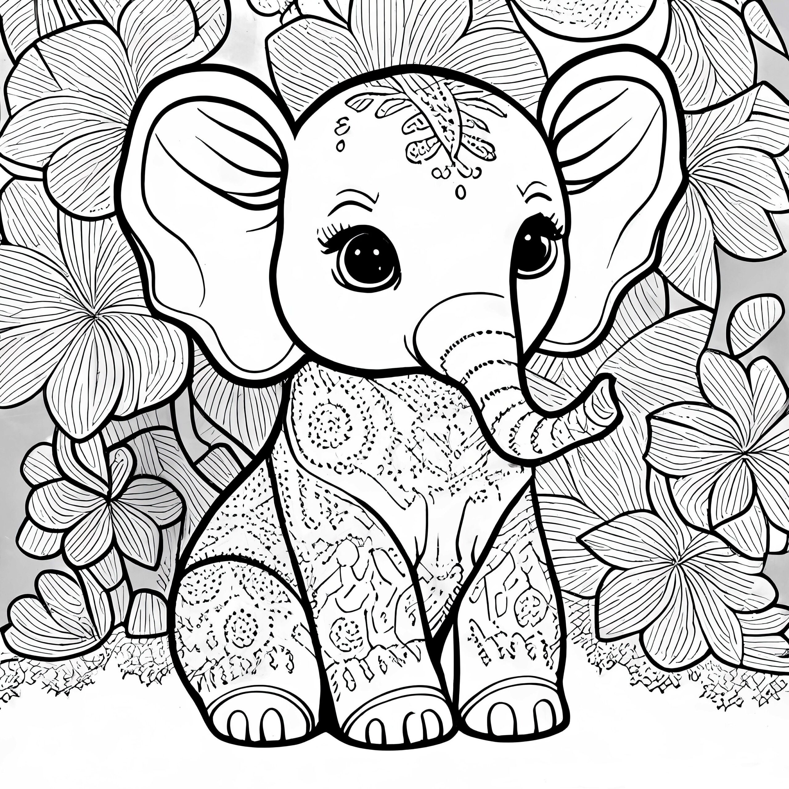 Printable Coloring Pages Set Of Baby Elephant Coloring Pages Etsy
