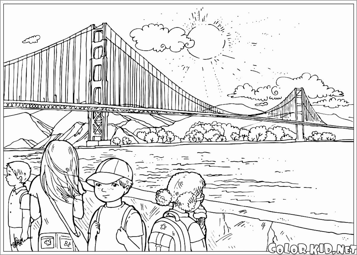 Printable Golden Gate Bridge Coloring Page CristaltuPoole