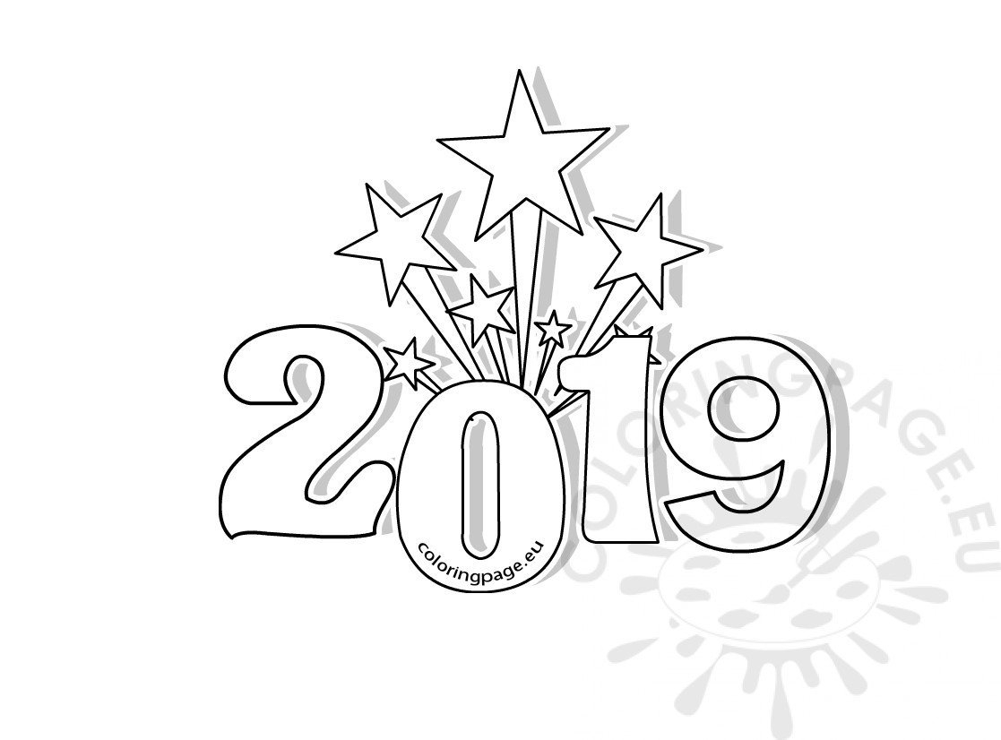 Printable New Years Coloring Page 2019 Coloring Page