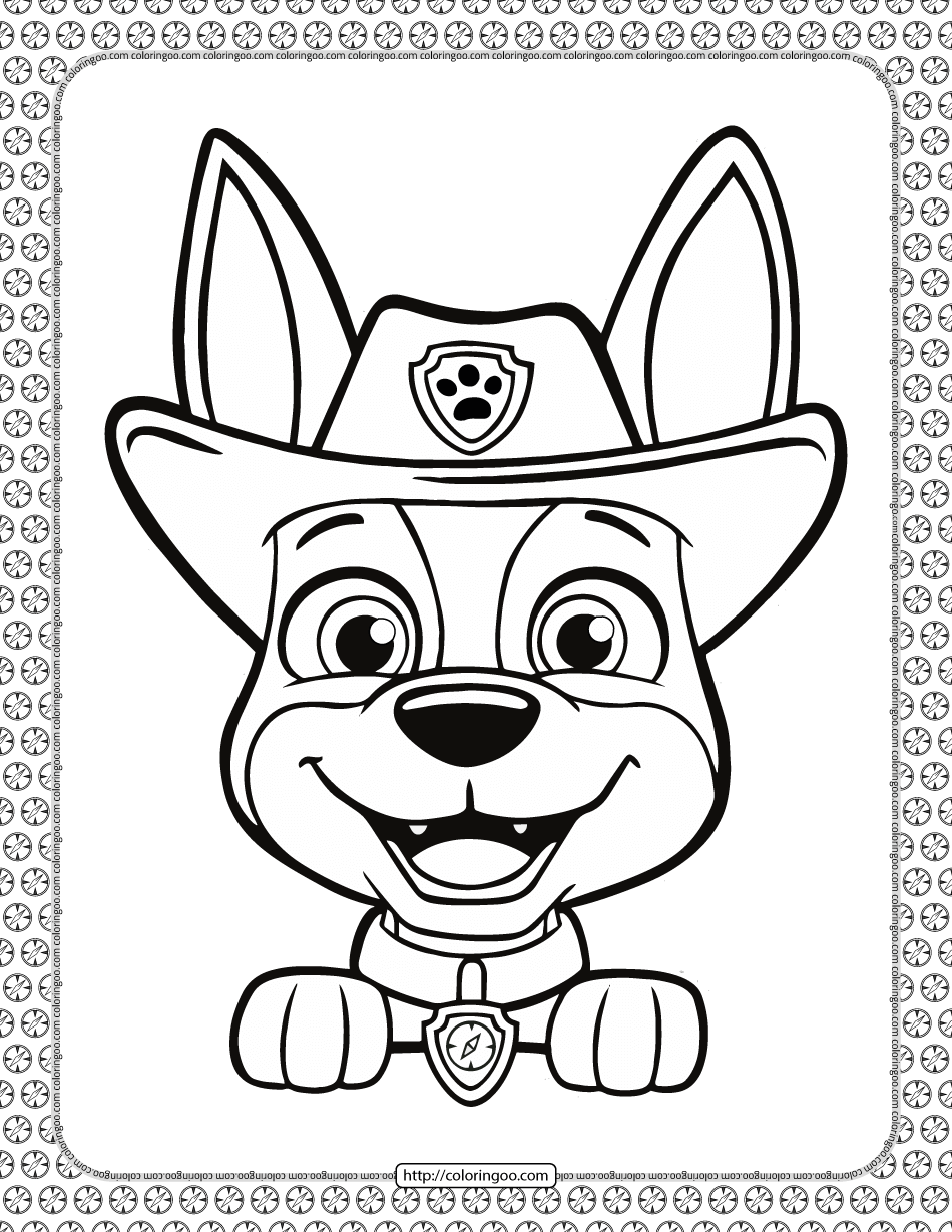 Printable Paw Patrol Tracker Head Coloring Page Paw Patrol Coloring Pages Cartoon Coloring