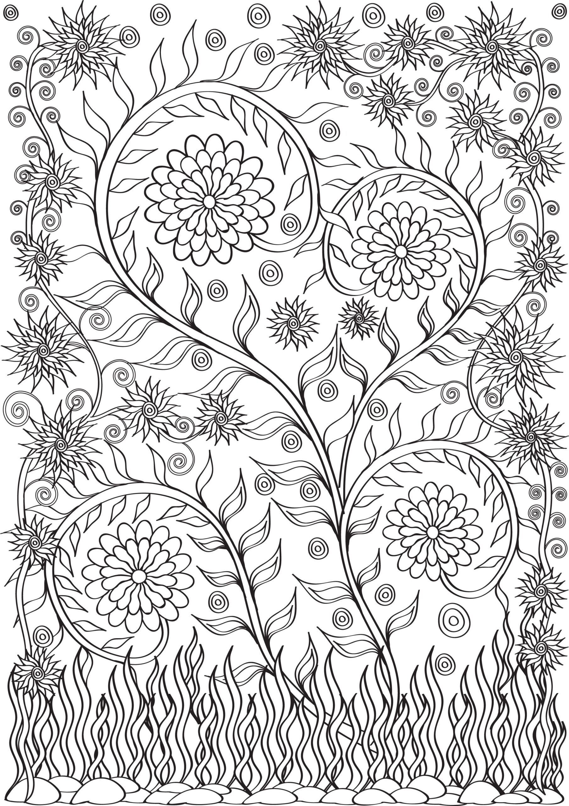 Printable Relaxation Flower Coloring Pages For Adults Thekidsworksheet
