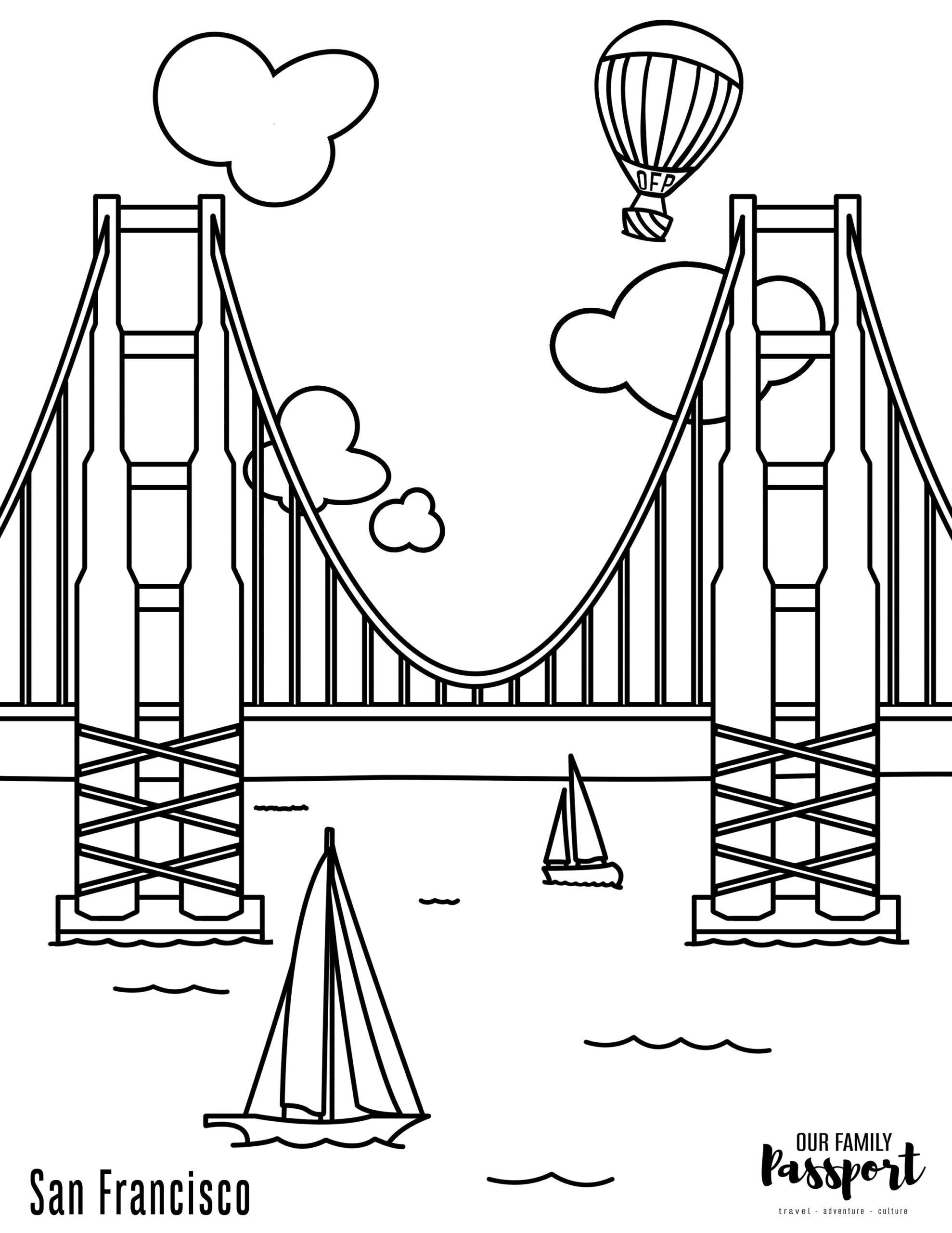 San Francisco Golden Gate Bridge Coloring Page Etsy Italia