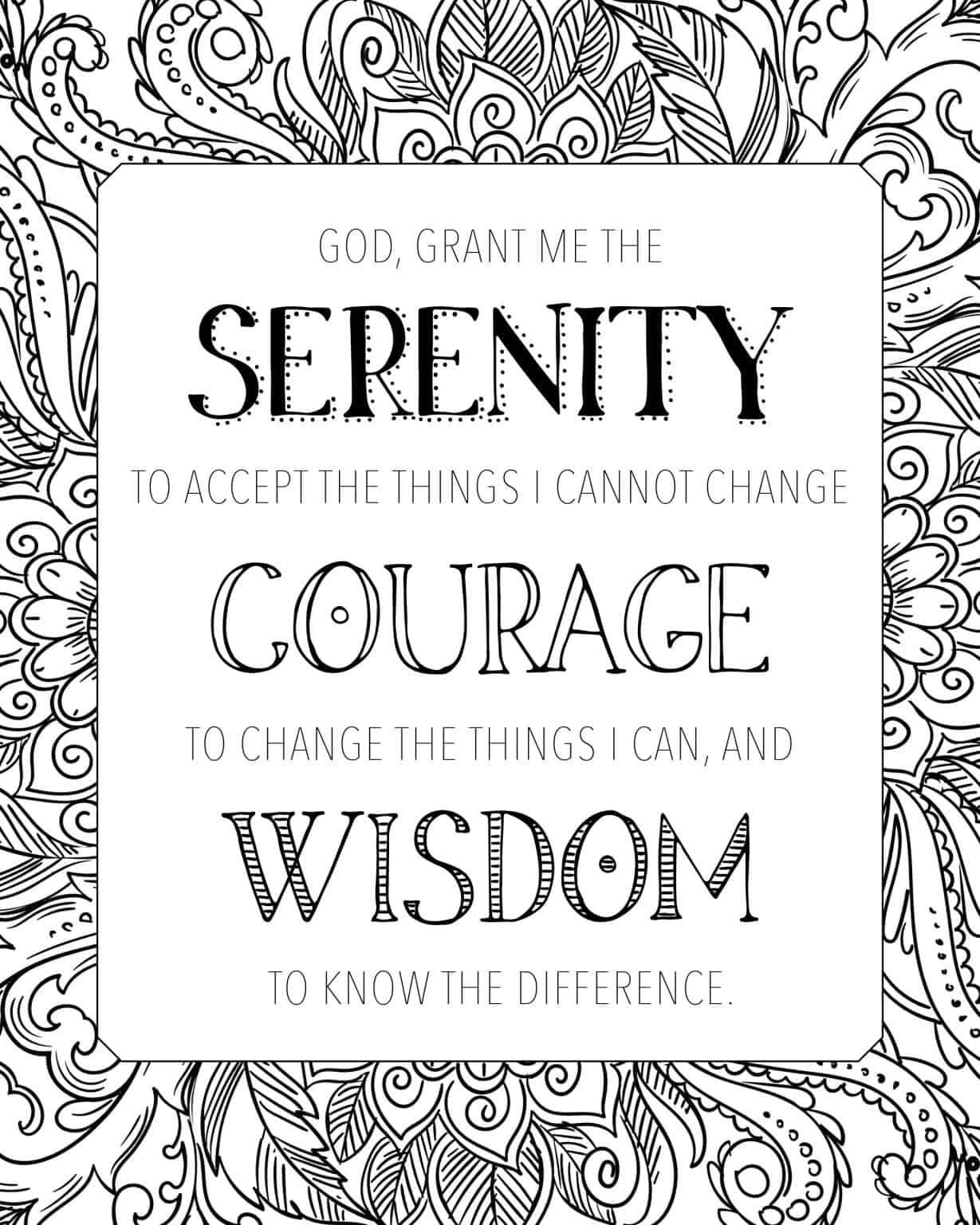 Serenity Prayer Coloring Page Printable My Printable Faith