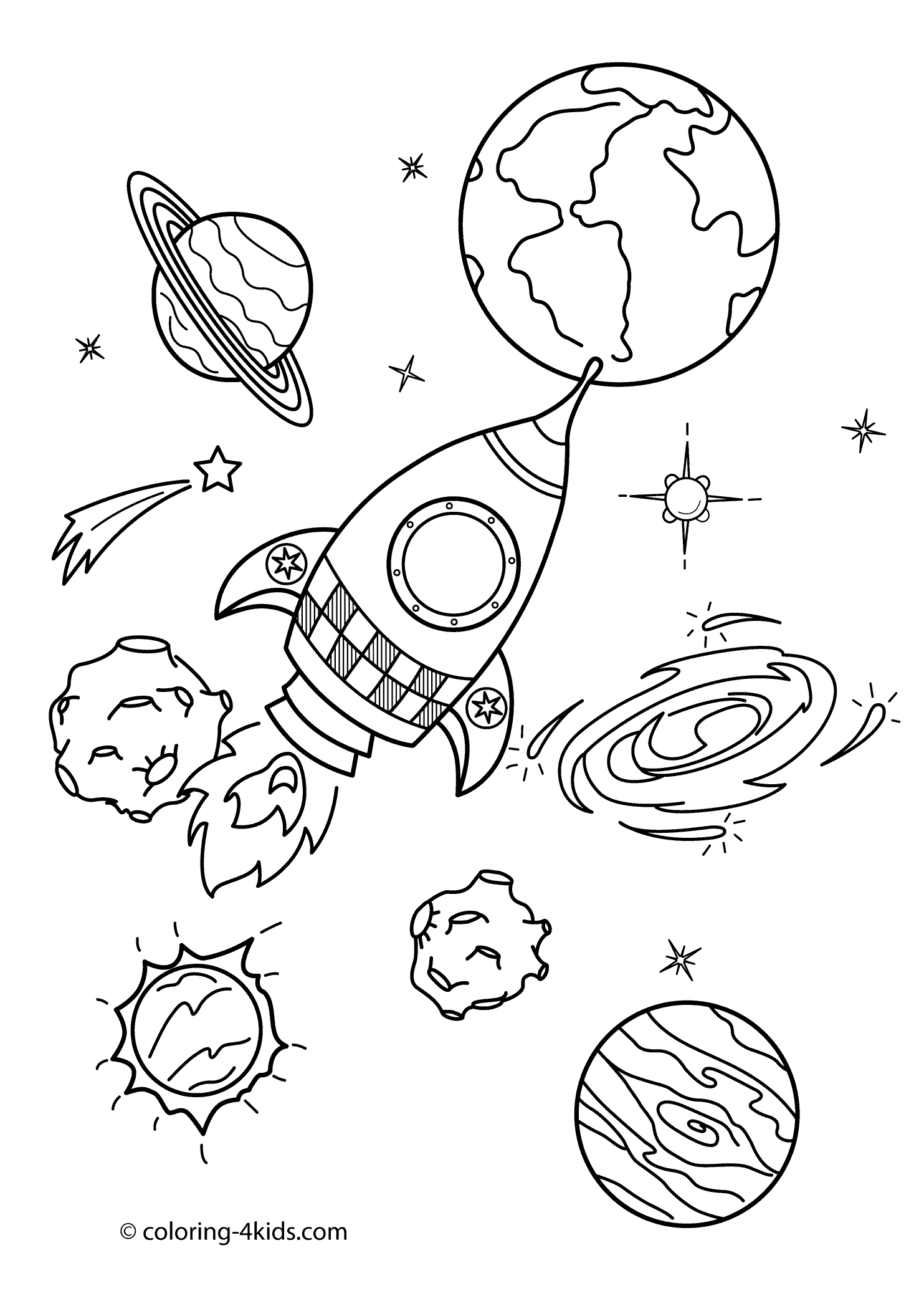 Space Themed Coloring Pages Sketch Coloring Page