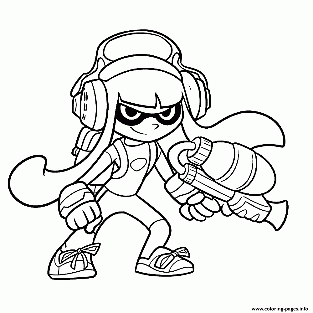 Splatoon Inkling Girl Coloring Page Printable