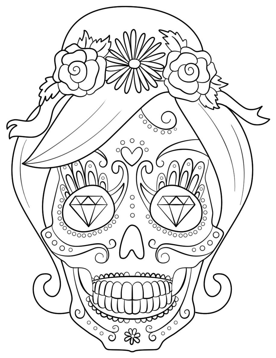 Sugar Skull Woman Coloring Page Free Printable Coloring Pages For Kids