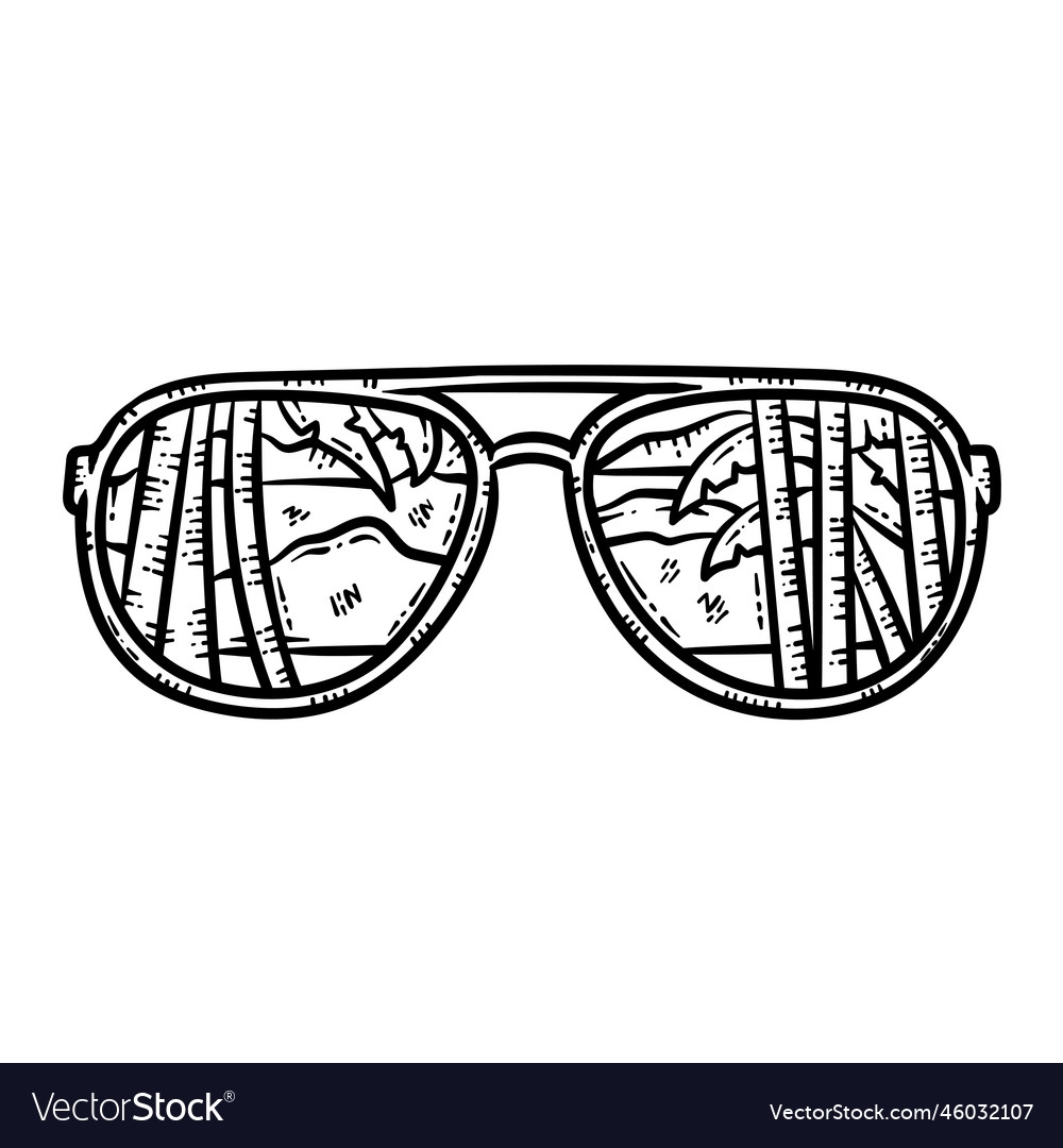 Summer Sunglasses Line Art Coloring Page For Adult