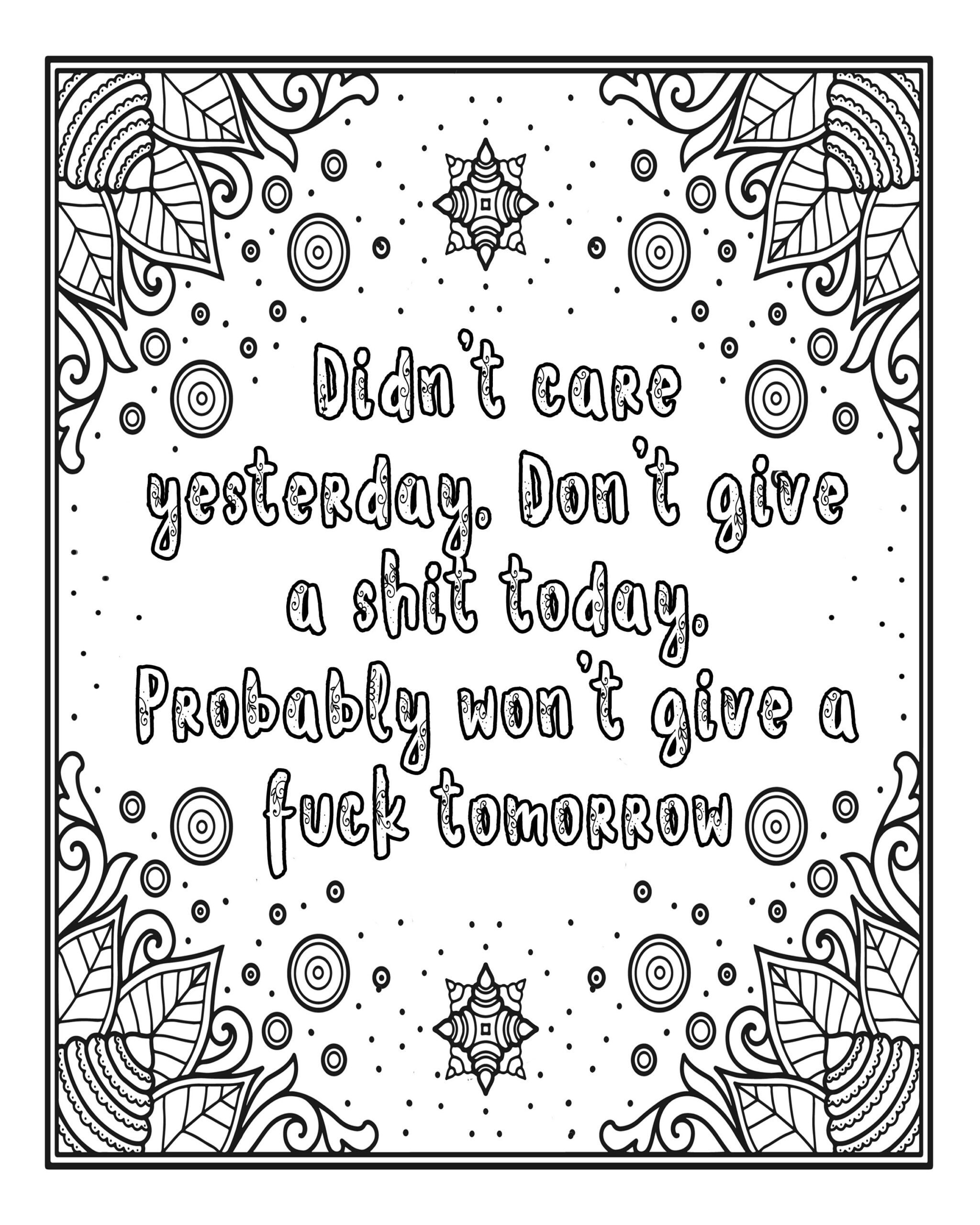 Swear Words 5 Coloring Page Bundle For Adults Swearing Cuss Words Printable Coloring Sheets
