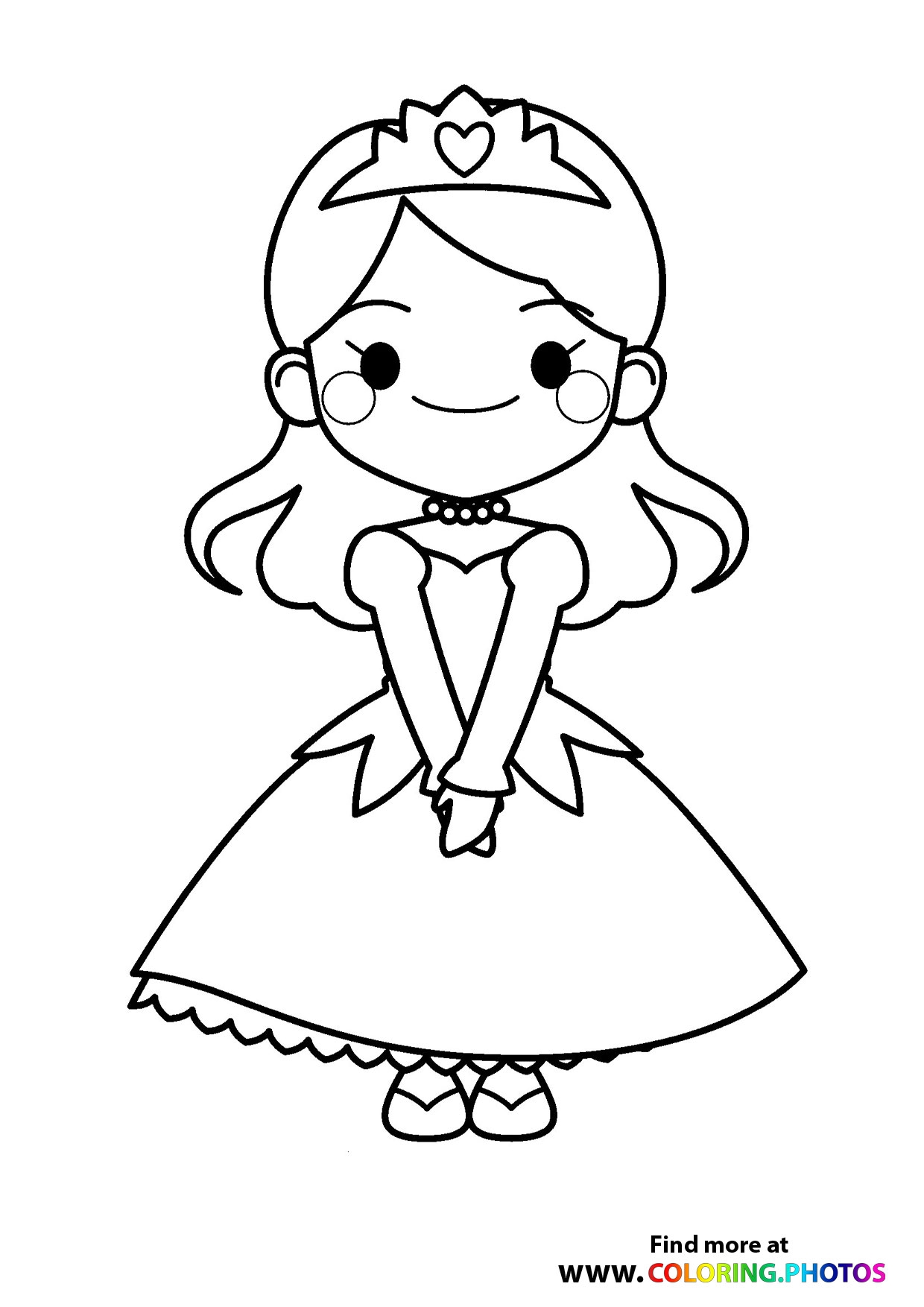 Sweet Princess Smiling Coloring Pages For Kids