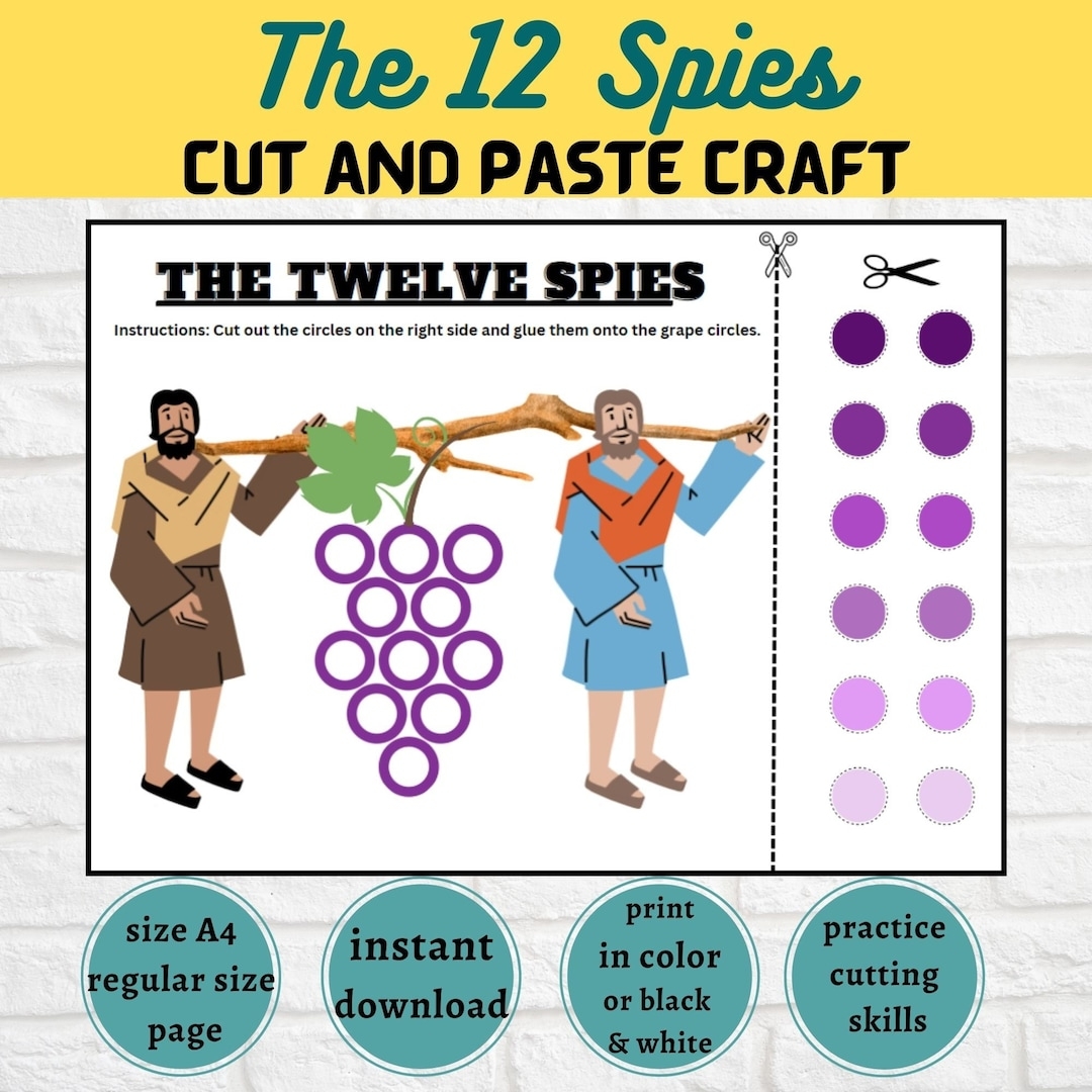 The 12 Spies Printable Bible Activity For Kids Old Testament Twelve Spies Grapes Activity