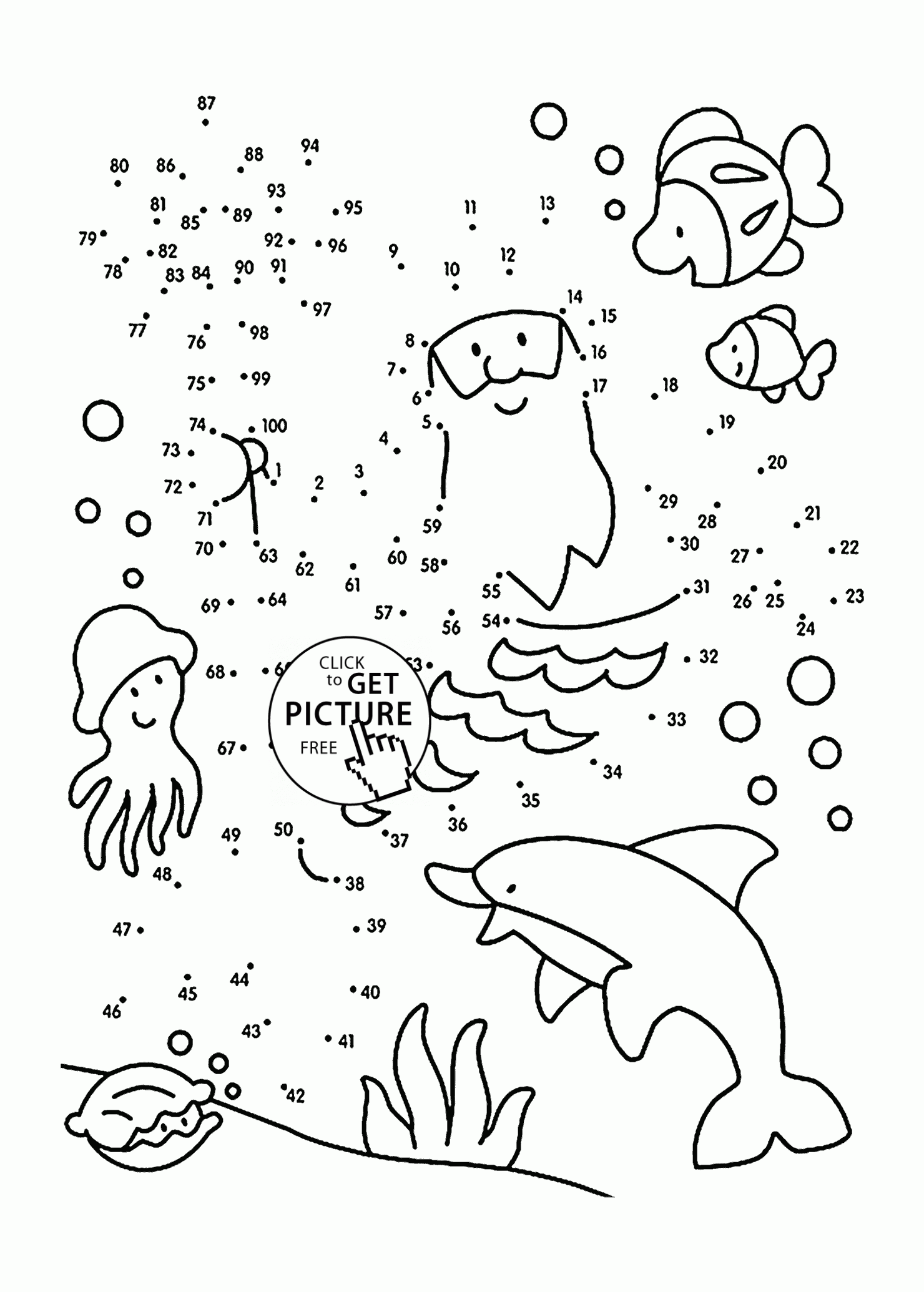 Undersea Dot To Dot Coloring Pages For Kids Connect The Dots Printables Free Wuppsy Dot