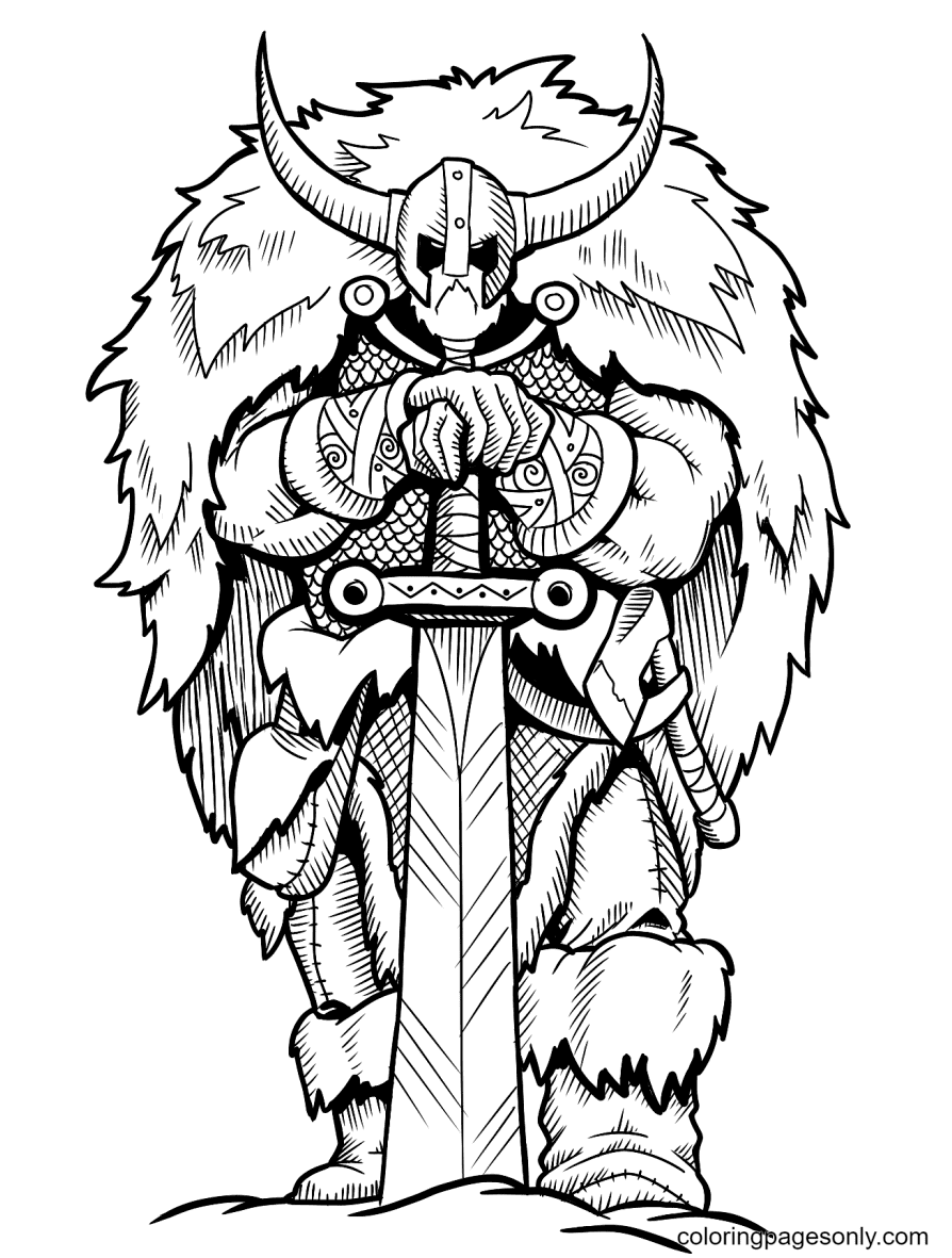 Viking With Sword Coloring Page Free Printable Coloring Pages