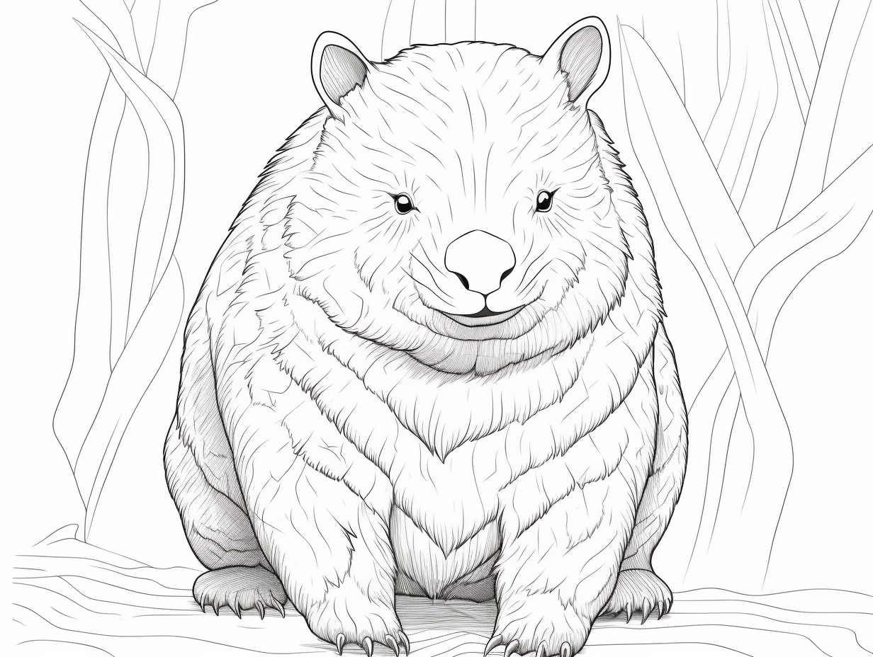 Whimsical Wombat Coloring Coloring Page