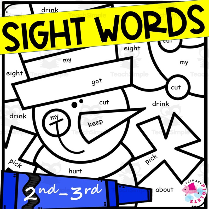 Winter Coloring Pages Color By Code Sight Words Practice 2nd 3rd Grade By Teach Simple