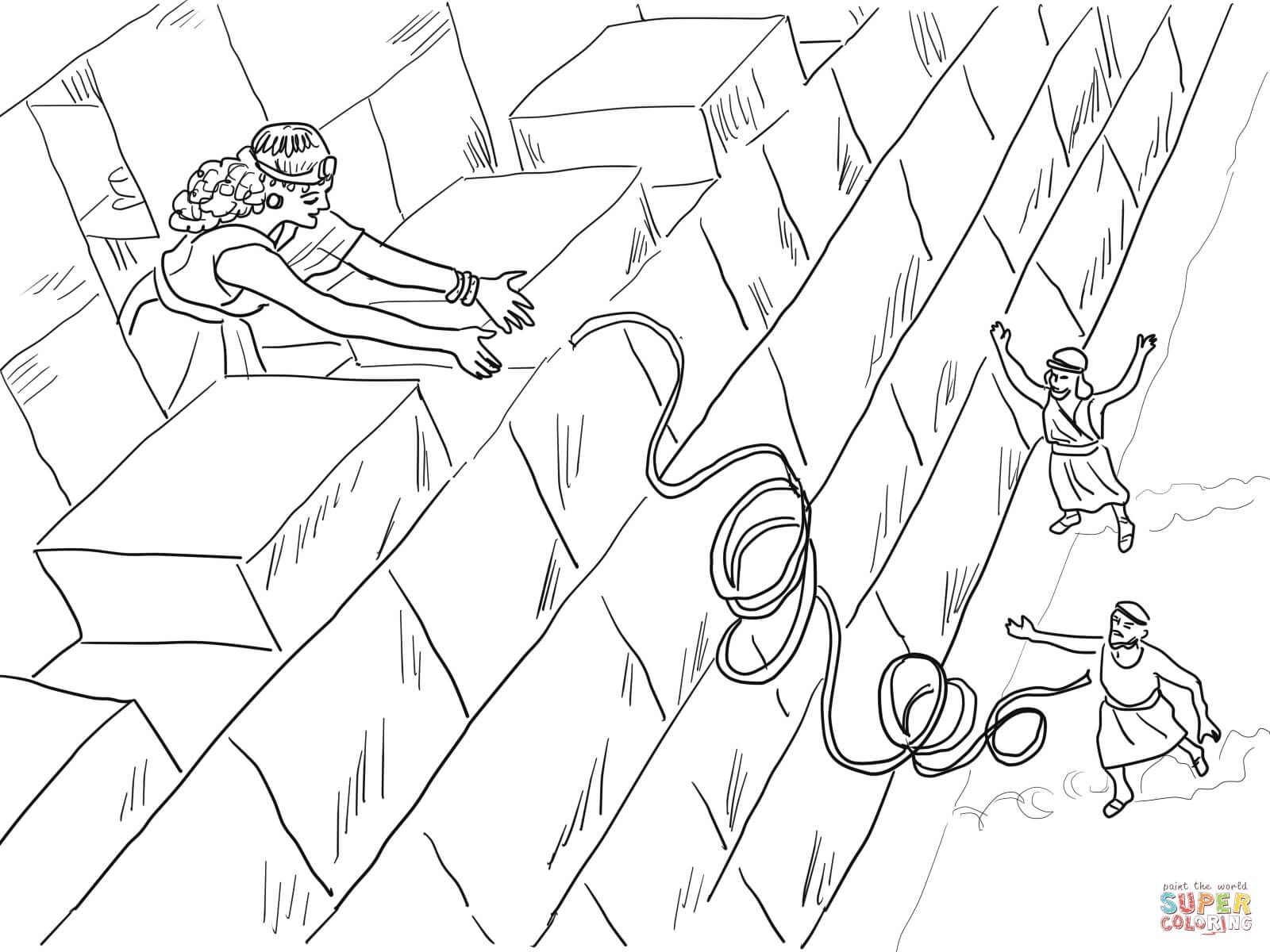 1 Rahab Helps The Spies Coloring Page Jpg 1 600 1 200 Pixels P Ginas De Colorir Da B Blia