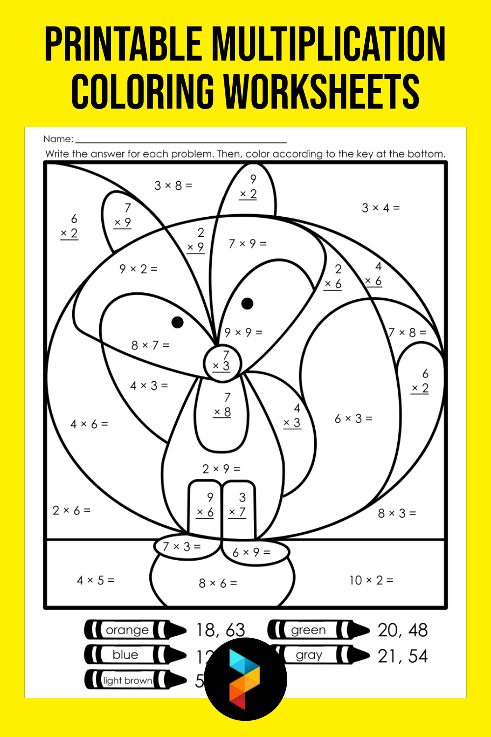 Multiplication Coloring Page