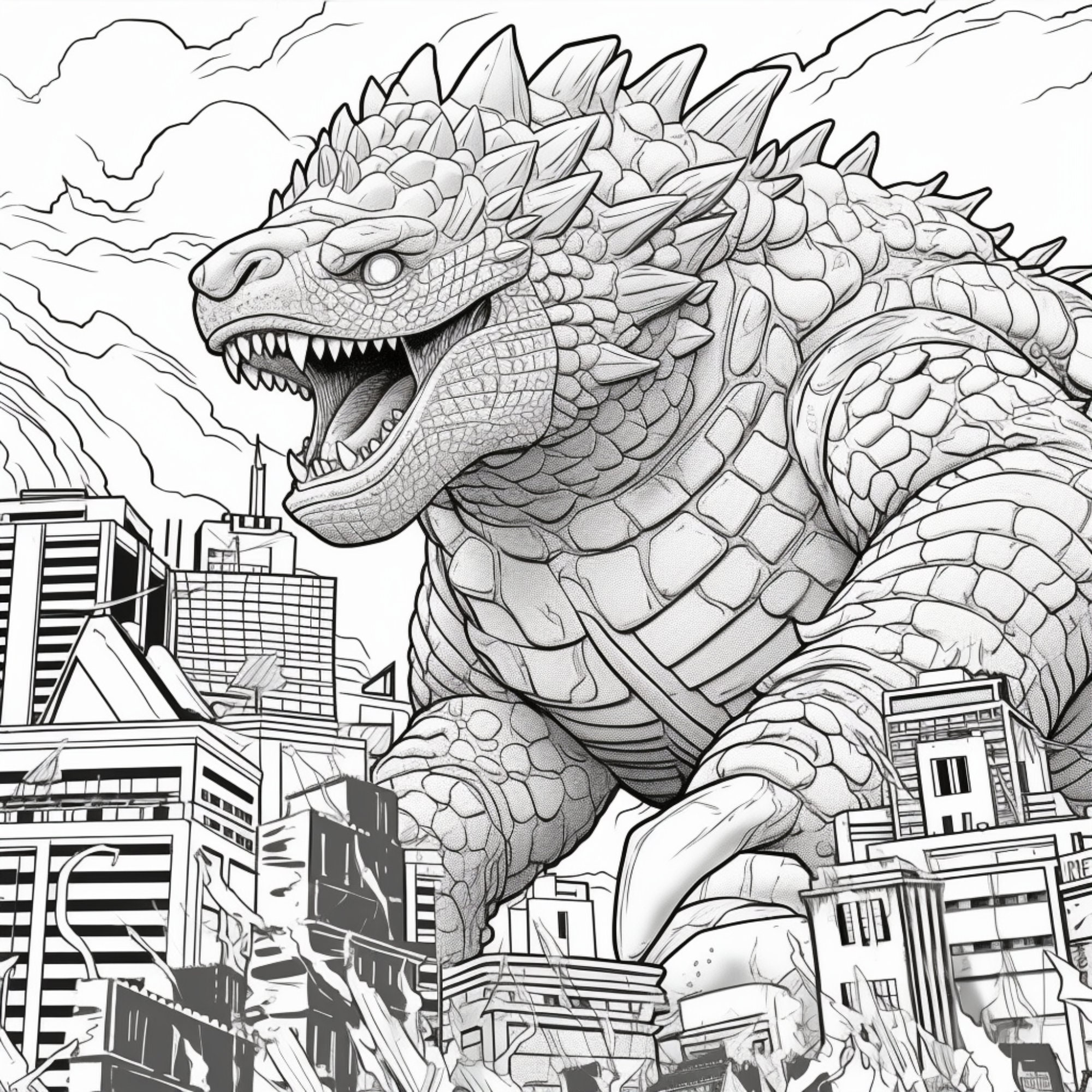 10 Printable Kaiju Coloring Pages For Kids And Adults Digital Download PDF Etsy