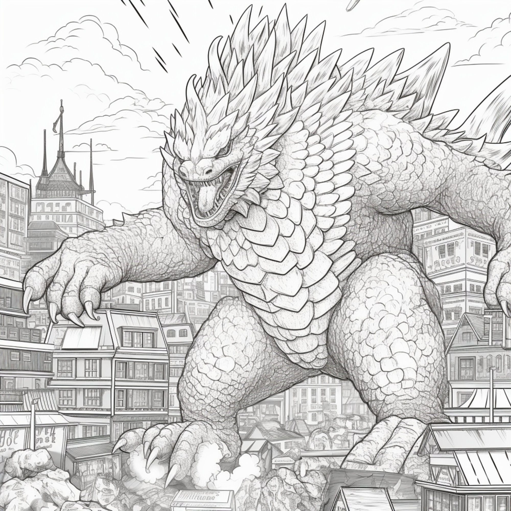 10 Printable Kaiju Coloring Pages For Kids And Adults Digital Download PDF Etsy