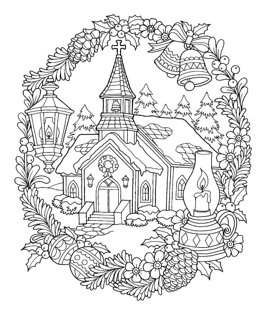 Church Christmas Coloring Pages