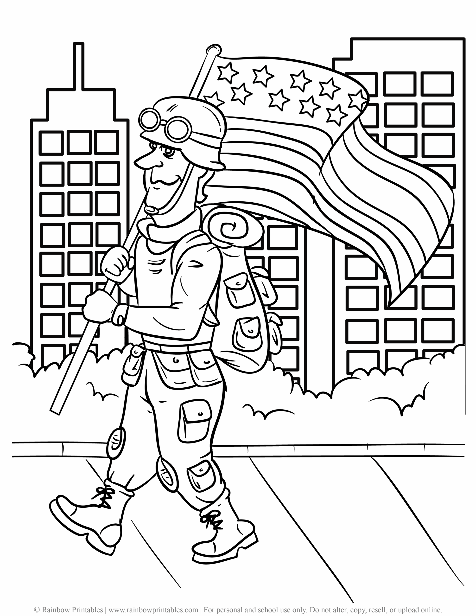 12 Free U S Military Army Soldier Coloring Pages For Kids Rainbow Printables