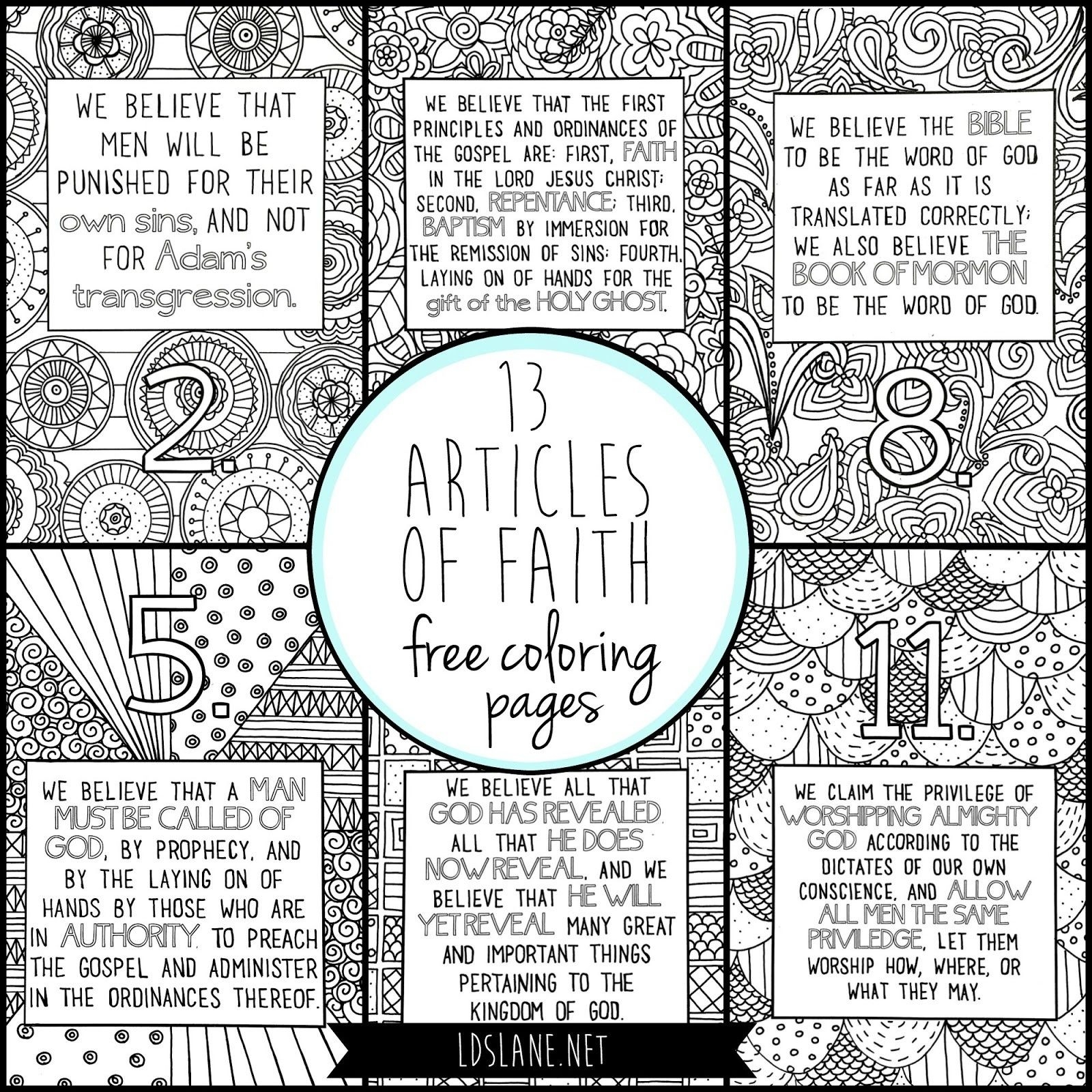 13 Articles Of Faith Coloring Pages 13 Articles Of Faith Articles Of Faith Lds Coloring Pages