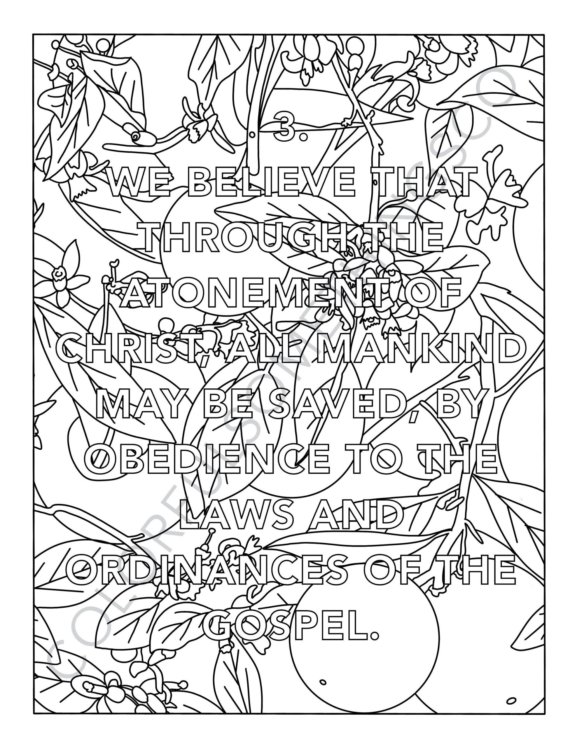 13 Articles Of Faith Coloring Pages Pack Of 13 Digital Etsy