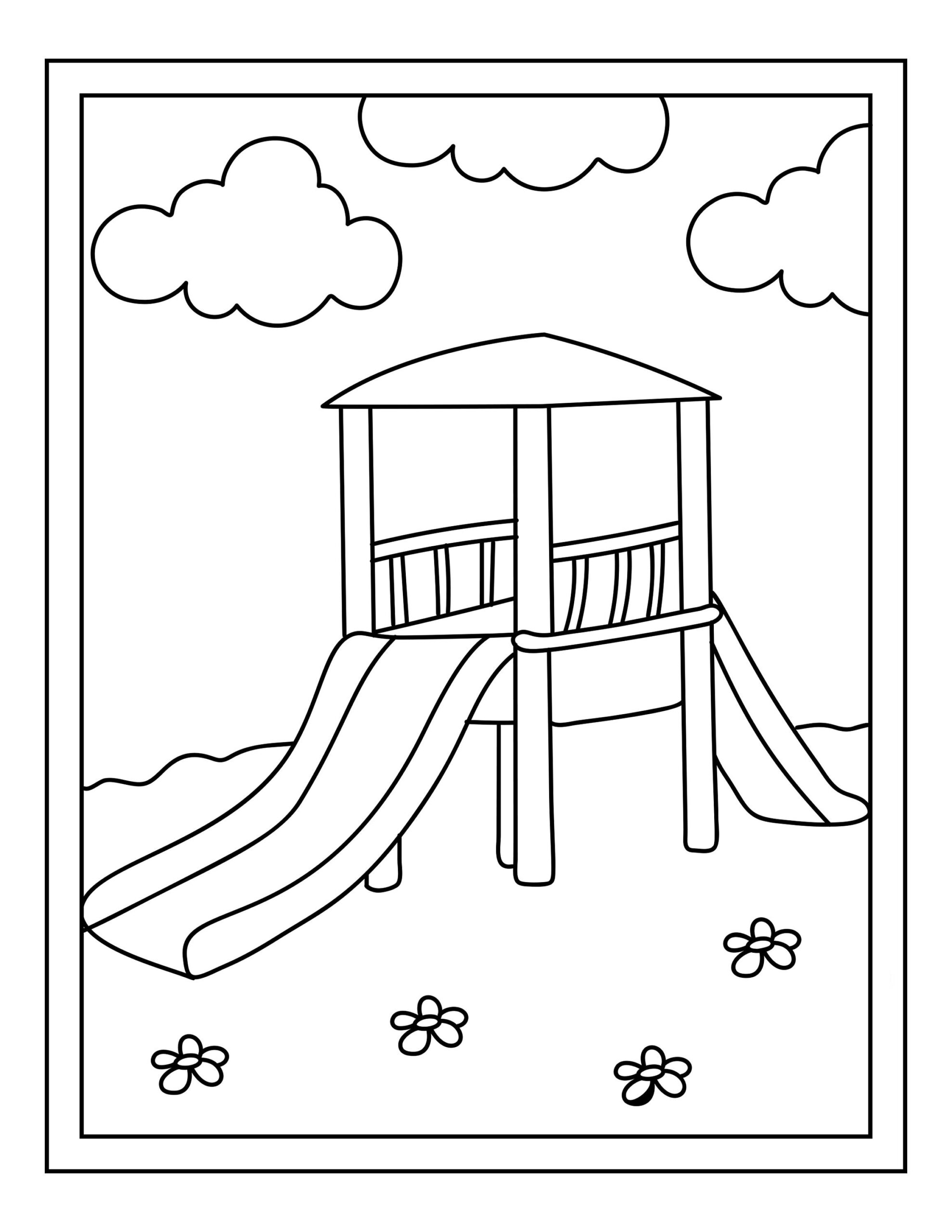 16 Printable Playground Coloring Pages Etsy
