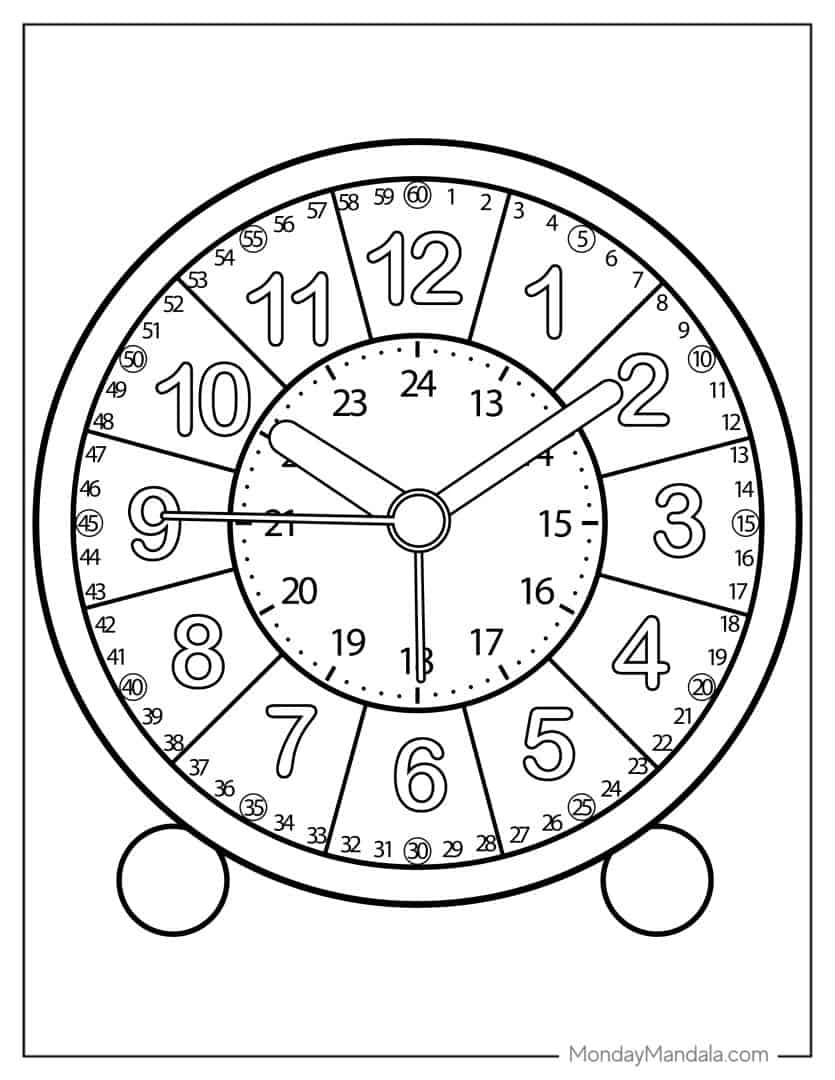 20 Clock Coloring Pages Free PDF Printables