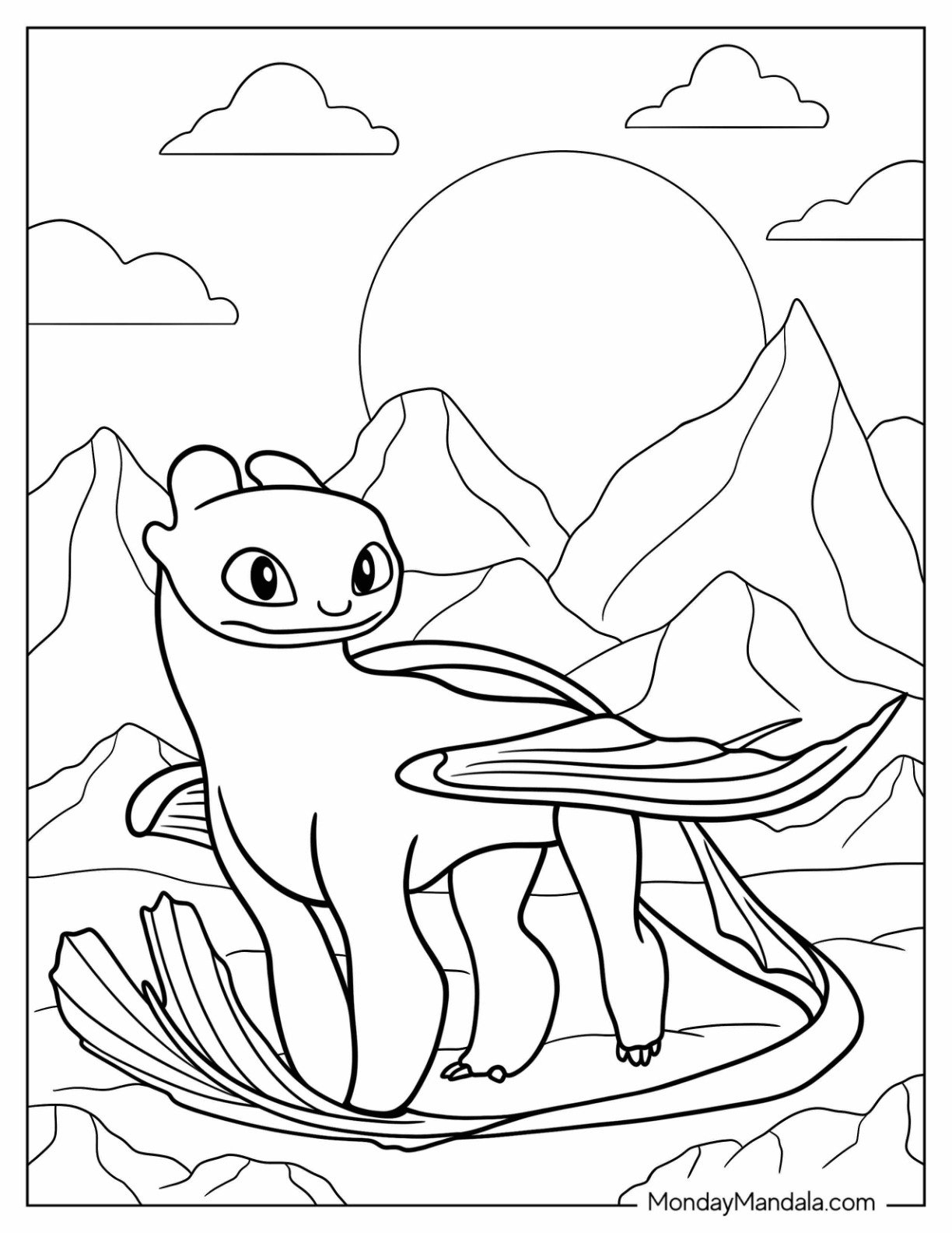 Toothless Dragon Coloring Page