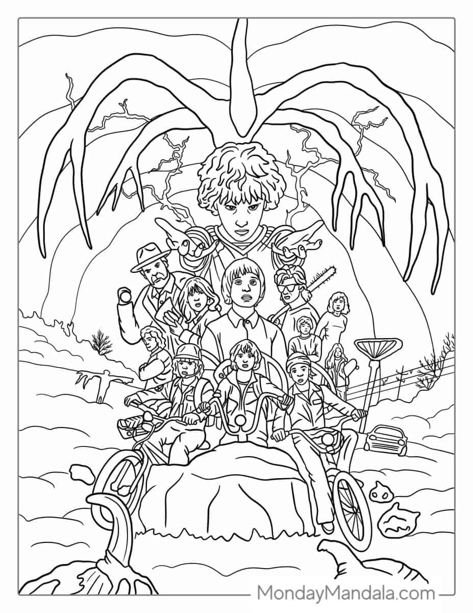 20 Stranger Things Coloring Pages Free PDF Printables