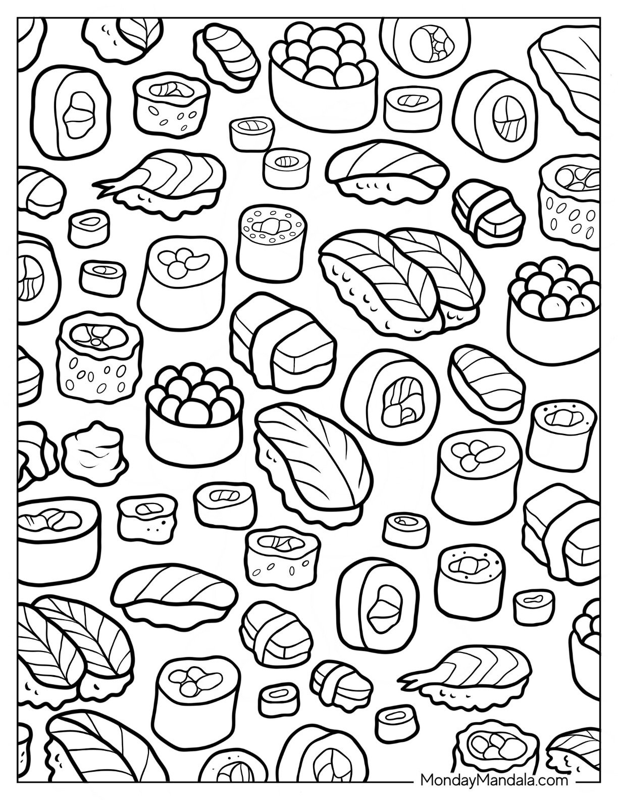 20 Sushi Coloring Pages Free PDF Printables