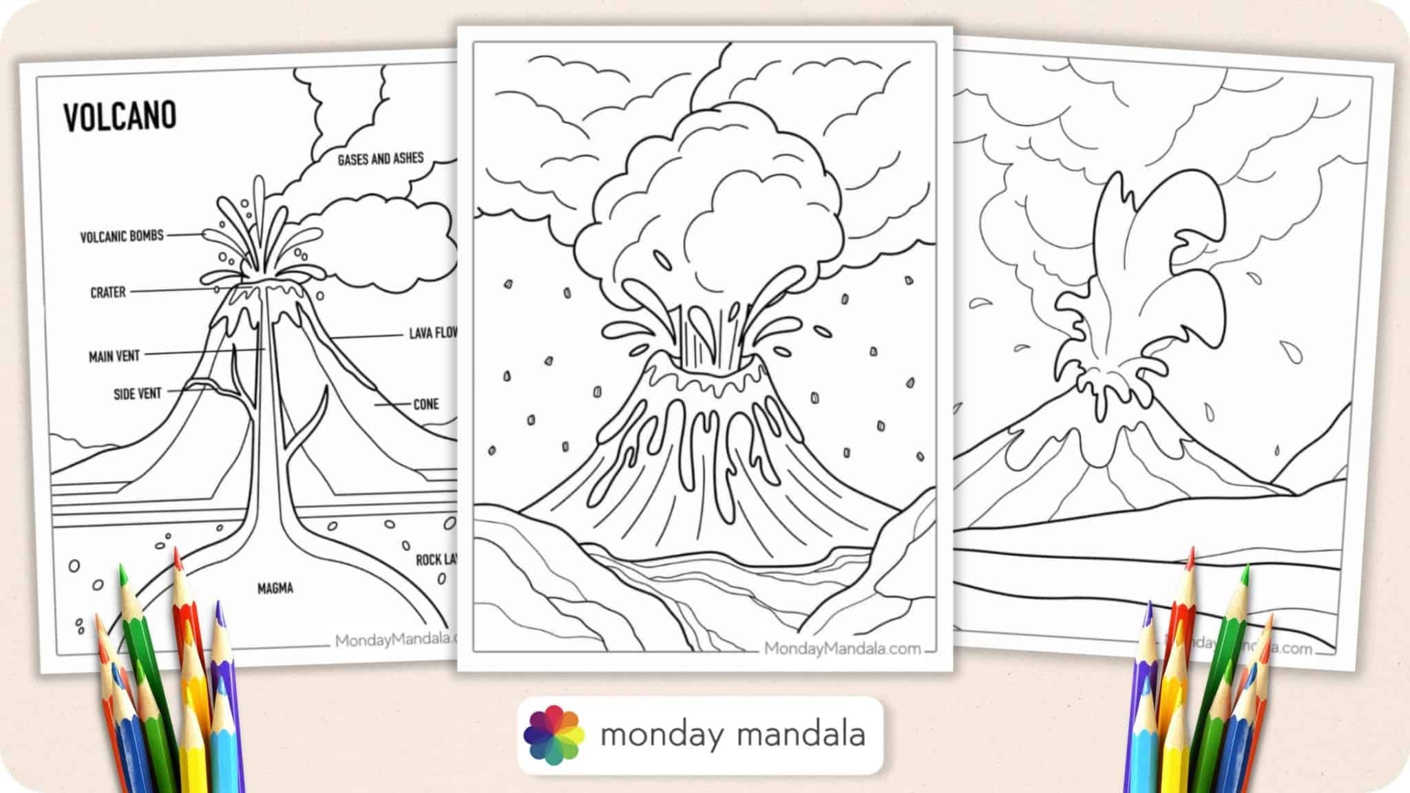20 Volcano Coloring Pages Free PDF Printables