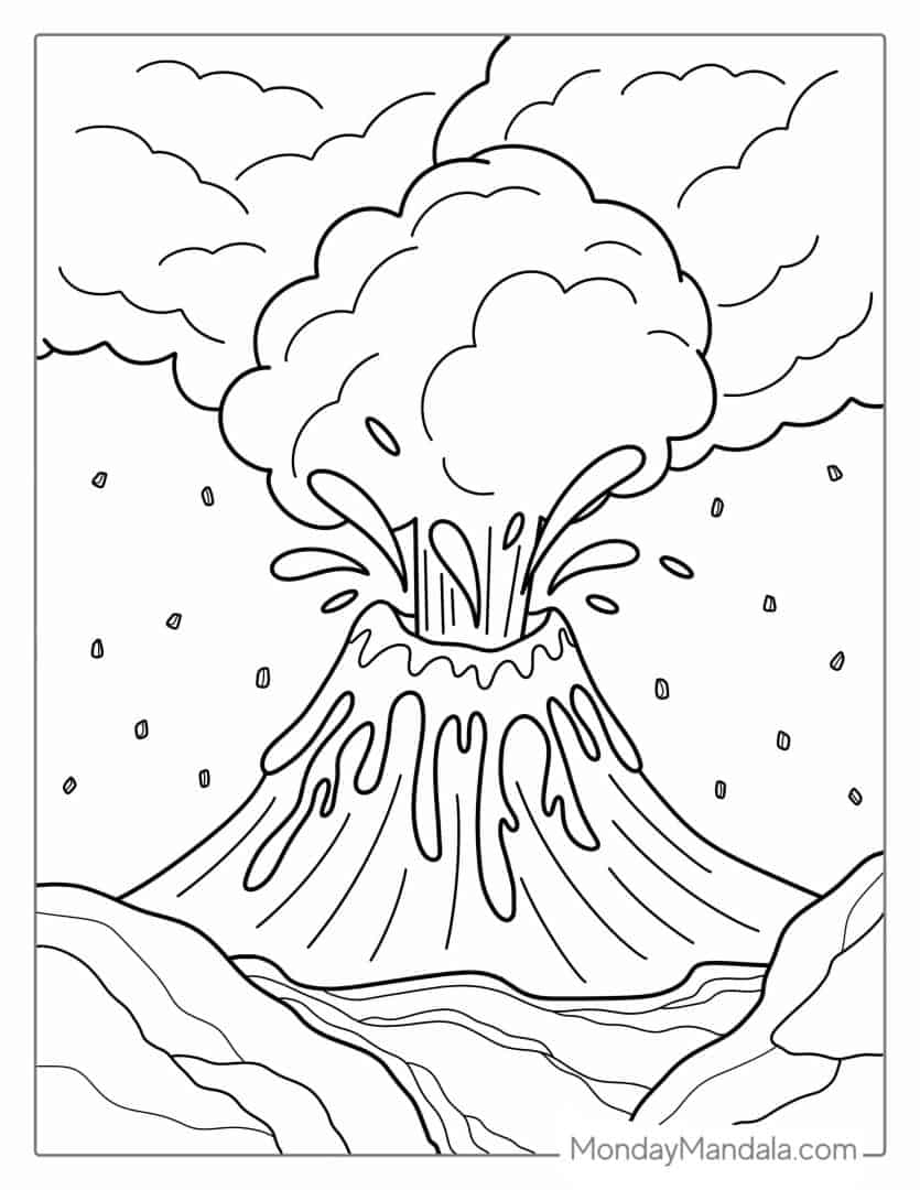 20 Volcano Coloring Pages Free PDF Printables